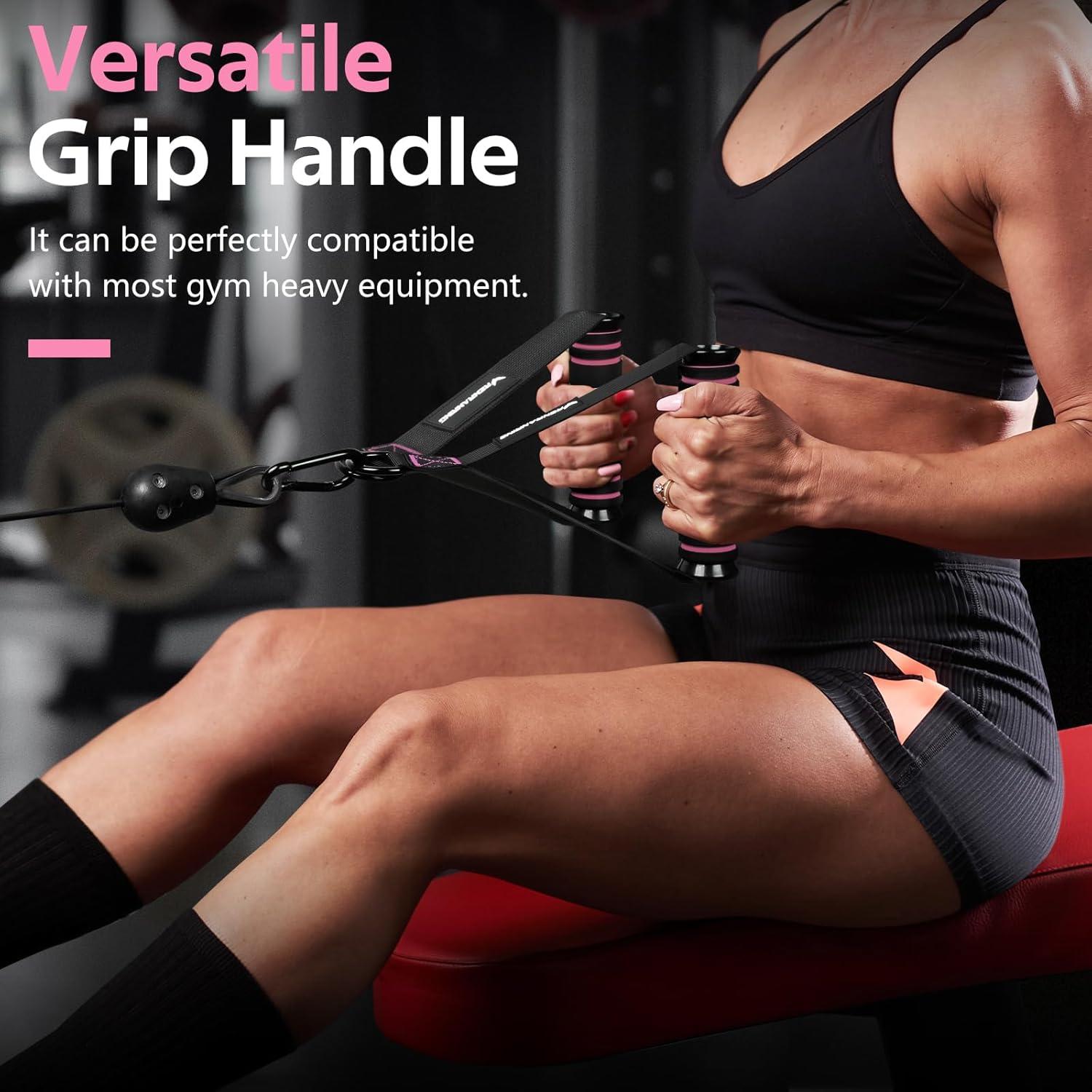 imageRENRANRING Gym Exercise Handles Replacement Handle Attachments for Cable Machine Pulleys Resistance Band and Strength Trainer Pull Down Workout Accessories Home Gym Add On EquipmentBlack Pink