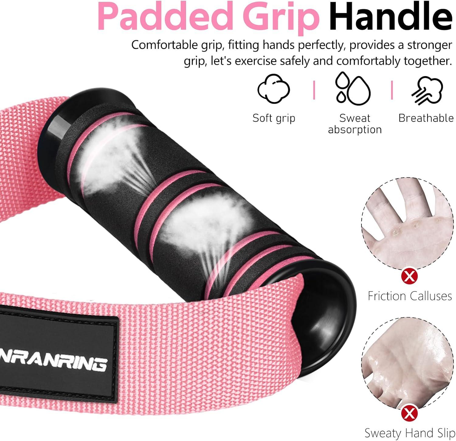 imageRENRANRING Gym Exercise Handles Replacement Handle Attachments for Cable Machine Pulleys Resistance Band and Strength Trainer Pull Down Workout Accessories Home Gym Add On EquipmentPink
