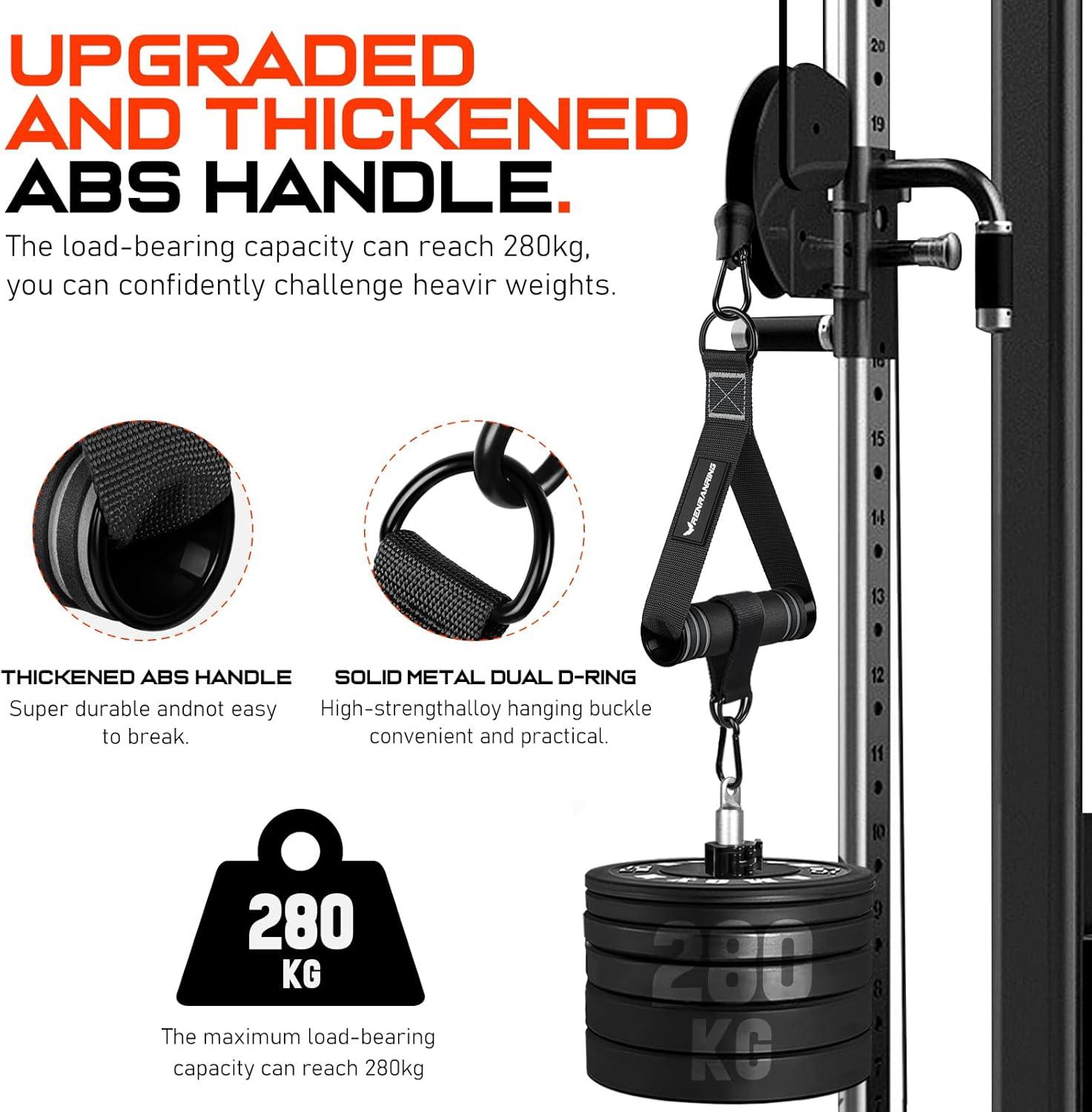 imageRENRANRING Gym Exercise Handles Replacement Handle Attachments for Cable Machine Pulleys Resistance Band and Strength Trainer Pull Down Workout Accessories Home Gym Add On EquipmentBlack Gray