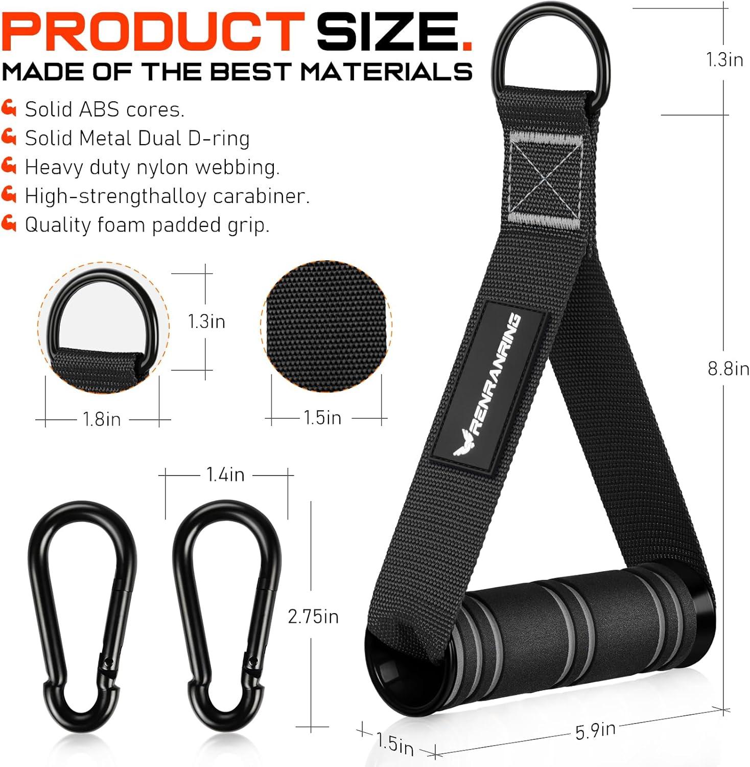 imageRENRANRING Gym Exercise Handles Replacement Handle Attachments for Cable Machine Pulleys Resistance Band and Strength Trainer Pull Down Workout Accessories Home Gym Add On EquipmentBlack Gray