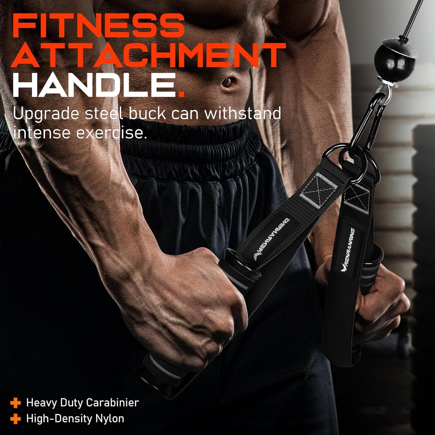 imageRENRANRING Gym Exercise Handles Replacement Handle Attachments for Cable Machine Pulleys Resistance Band and Strength Trainer Pull Down Workout Accessories Home Gym Add On EquipmentBlack Gray
