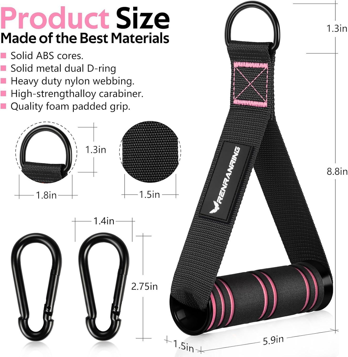 imageRENRANRING Gym Exercise Handles Replacement Handle Attachments for Cable Machine Pulleys Resistance Band and Strength Trainer Pull Down Workout Accessories Home Gym Add On EquipmentBlack Pink