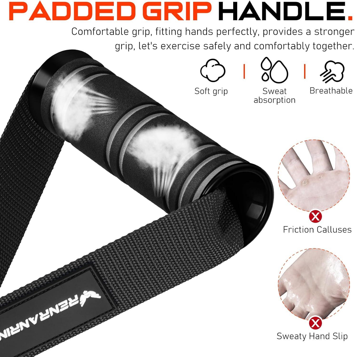 imageRENRANRING Gym Exercise Handles Replacement Handle Attachments for Cable Machine Pulleys Resistance Band and Strength Trainer Pull Down Workout Accessories Home Gym Add On EquipmentBlack Gray