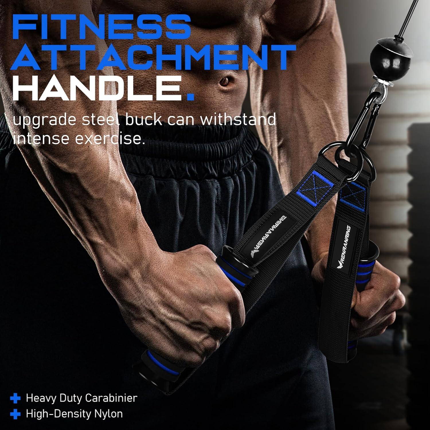 imageRENRANRING Gym Exercise Handles Replacement Handle Attachments for Cable Machine Pulleys Resistance Band and Strength Trainer Pull Down Workout Accessories Home Gym Add On EquipmentBlack Blue
