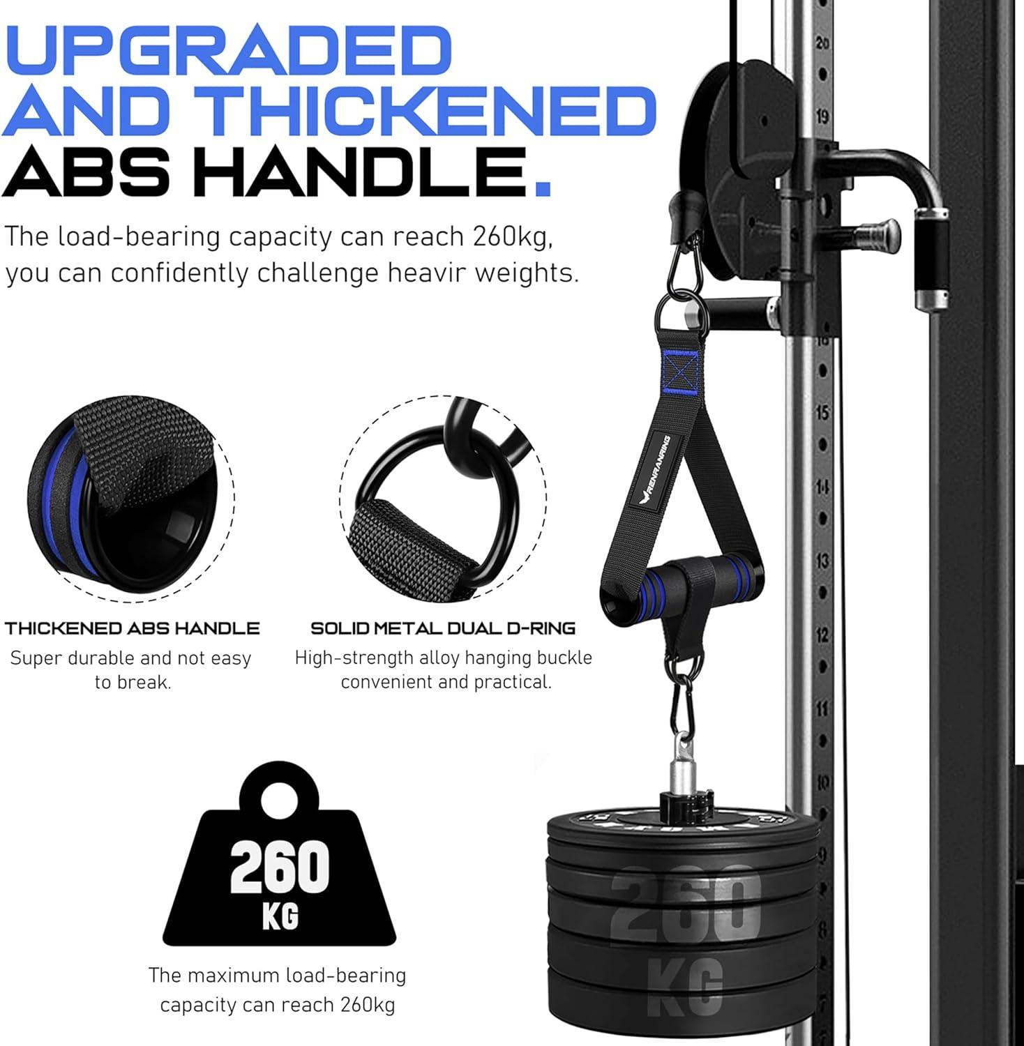 imageRENRANRING Gym Exercise Handles Replacement Handle Attachments for Cable Machine Pulleys Resistance Band and Strength Trainer Pull Down Workout Accessories Home Gym Add On EquipmentBlack Blue