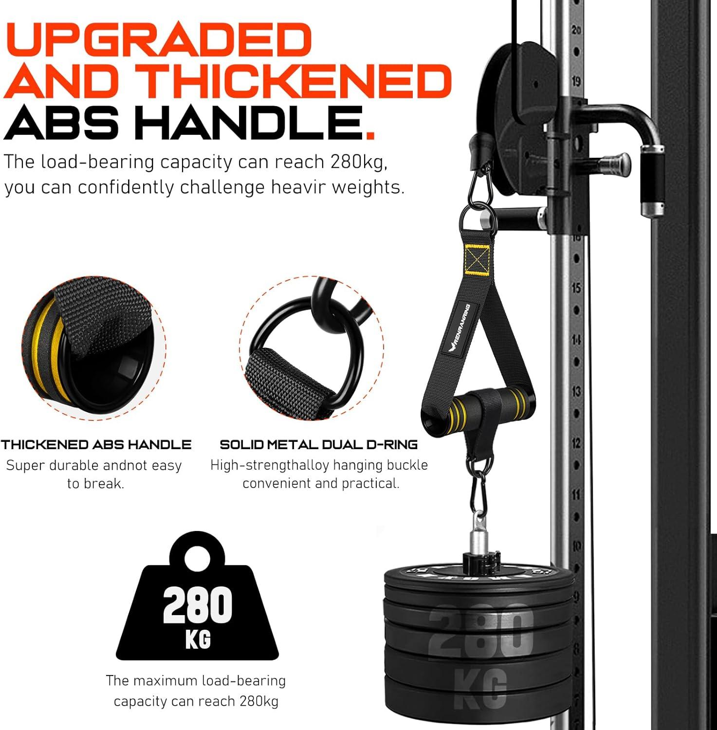 imageRENRANRING Gym Exercise Handles Replacement Handle Attachments for Cable Machine Pulleys Resistance Band and Strength Trainer Pull Down Workout Accessories Home Gym Add On EquipmentBlackYellow