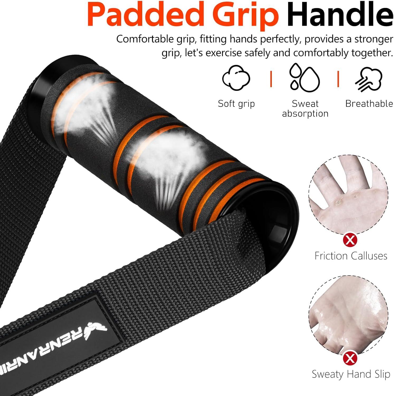 imageRENRANRING Gym Exercise Handles Replacement Handle Attachments for Cable Machine Pulleys Resistance Band and Strength Trainer Pull Down Workout Accessories Home Gym Add On Equipment1 BlackOrange