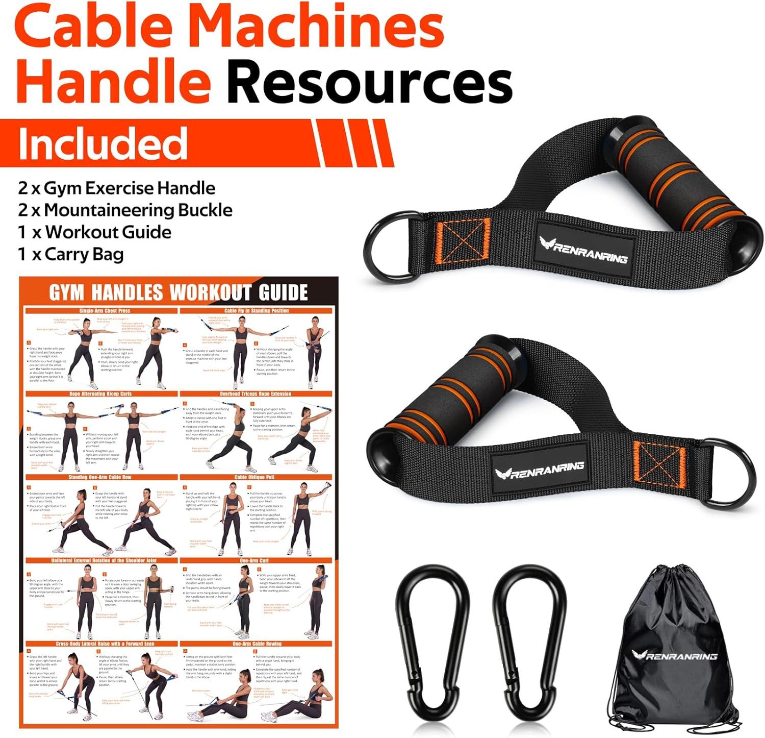 imageRENRANRING Gym Exercise Handles Replacement Handle Attachments for Cable Machine Pulleys Resistance Band and Strength Trainer Pull Down Workout Accessories Home Gym Add On Equipment1 BlackOrange