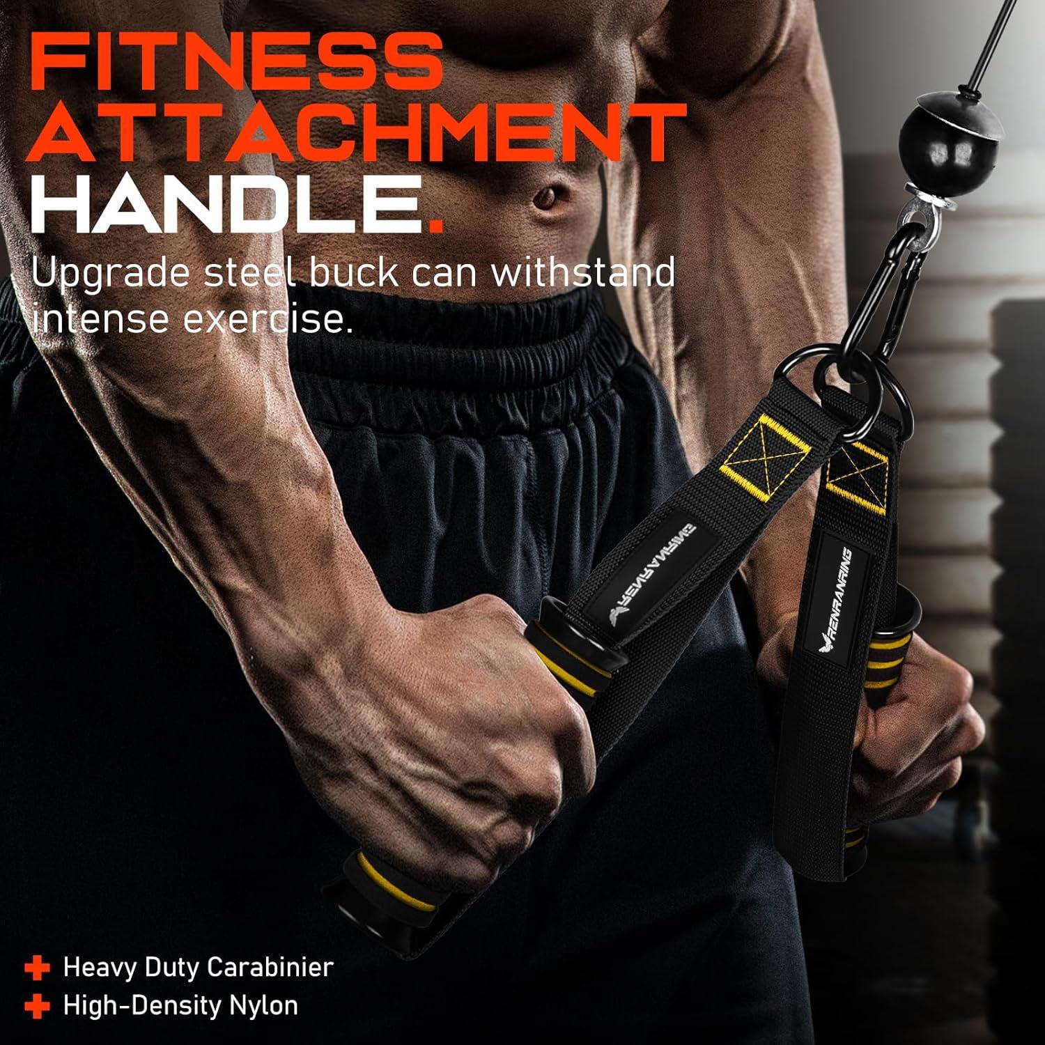imageRENRANRING Gym Exercise Handles Replacement Handle Attachments for Cable Machine Pulleys Resistance Band and Strength Trainer Pull Down Workout Accessories Home Gym Add On EquipmentBlackYellow