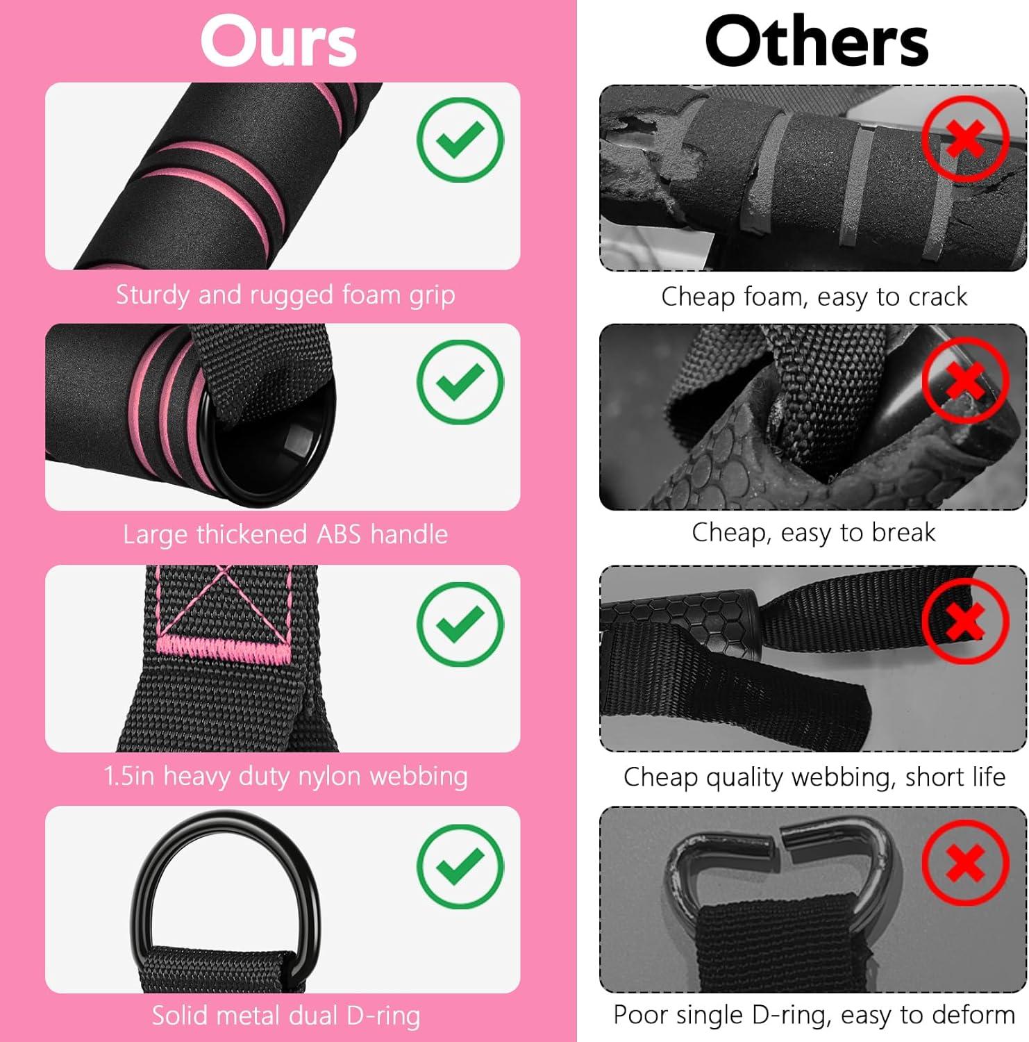 imageRENRANRING Gym Exercise Handles Replacement Handle Attachments for Cable Machine Pulleys Resistance Band and Strength Trainer Pull Down Workout Accessories Home Gym Add On EquipmentBlack Pink