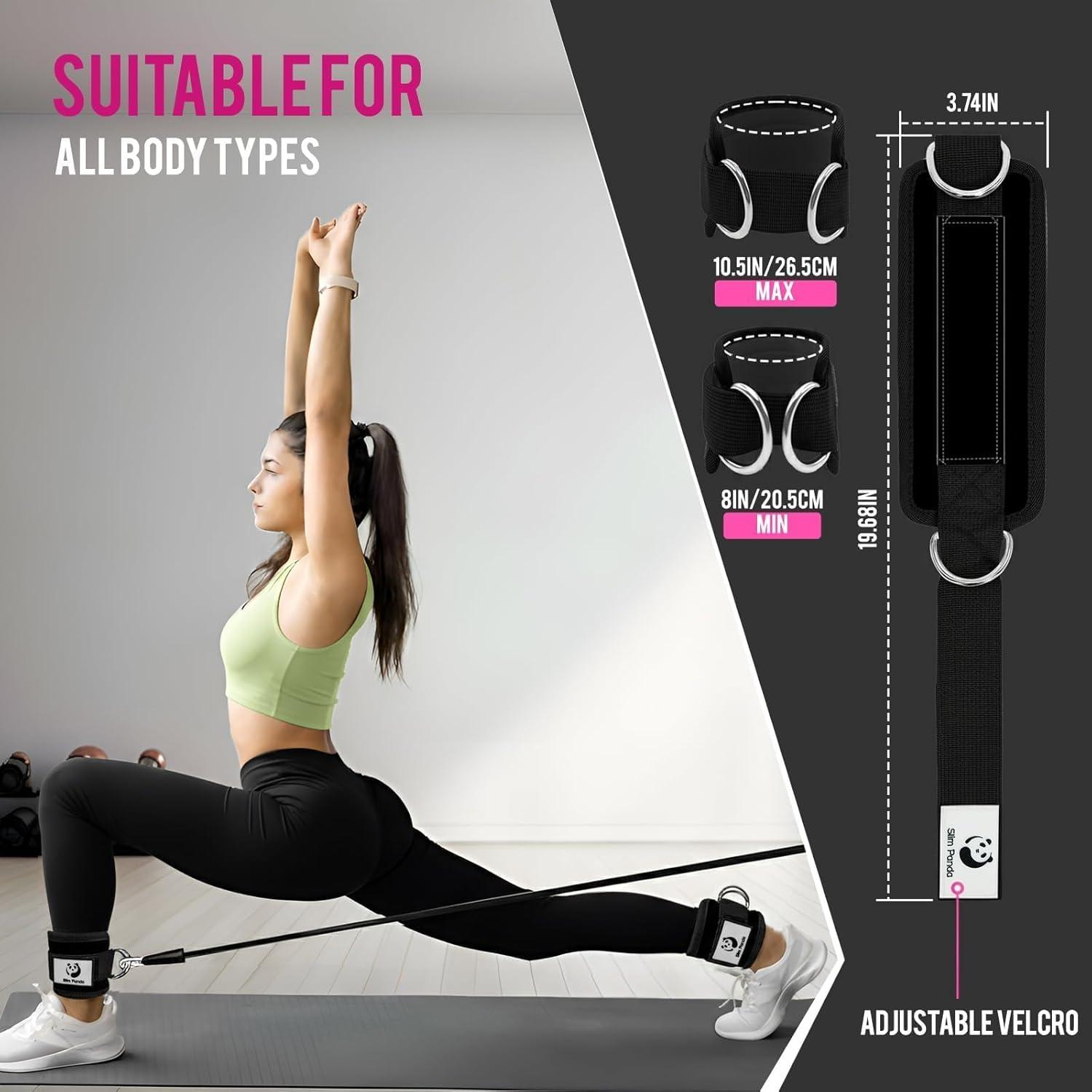 imageSlim Panda Ankle Strap for Cable MachineAnkle Cuff for Kickbacks Booty Hip AbductorsGlute Workouts Leg Extensions Curls for Men and Women Adjustable with Double DRingsBlack