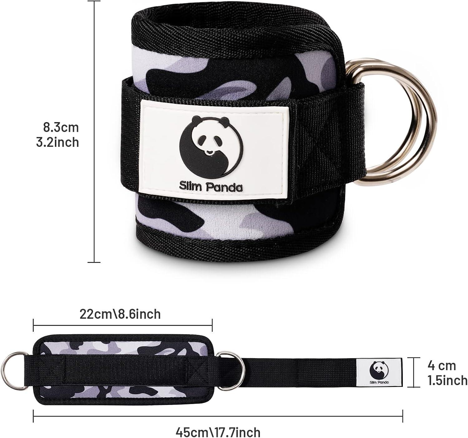 imageSlim Panda Ankle Strap for Cable MachineAnkle Cuff for Kickbacks Booty Hip AbductorsGlute Workouts Leg Extensions Curls for Men and Women Adjustable with Double DRingsGray camo