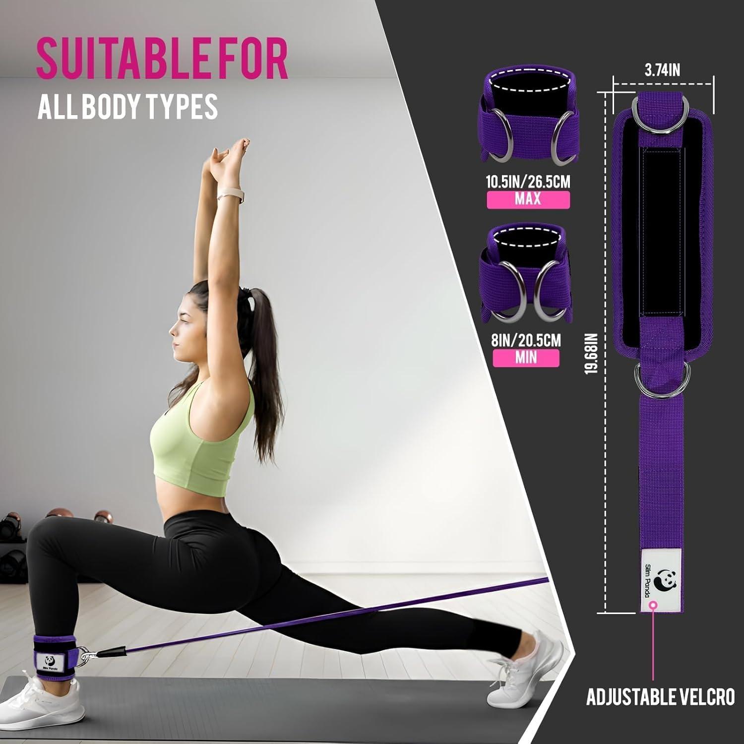 imageSlim Panda Ankle Strap for Cable MachineAnkle Cuff for Kickbacks Booty Hip AbductorsGlute Workouts Leg Extensions Curls for Men and Women Adjustable with Double DRingsPurple