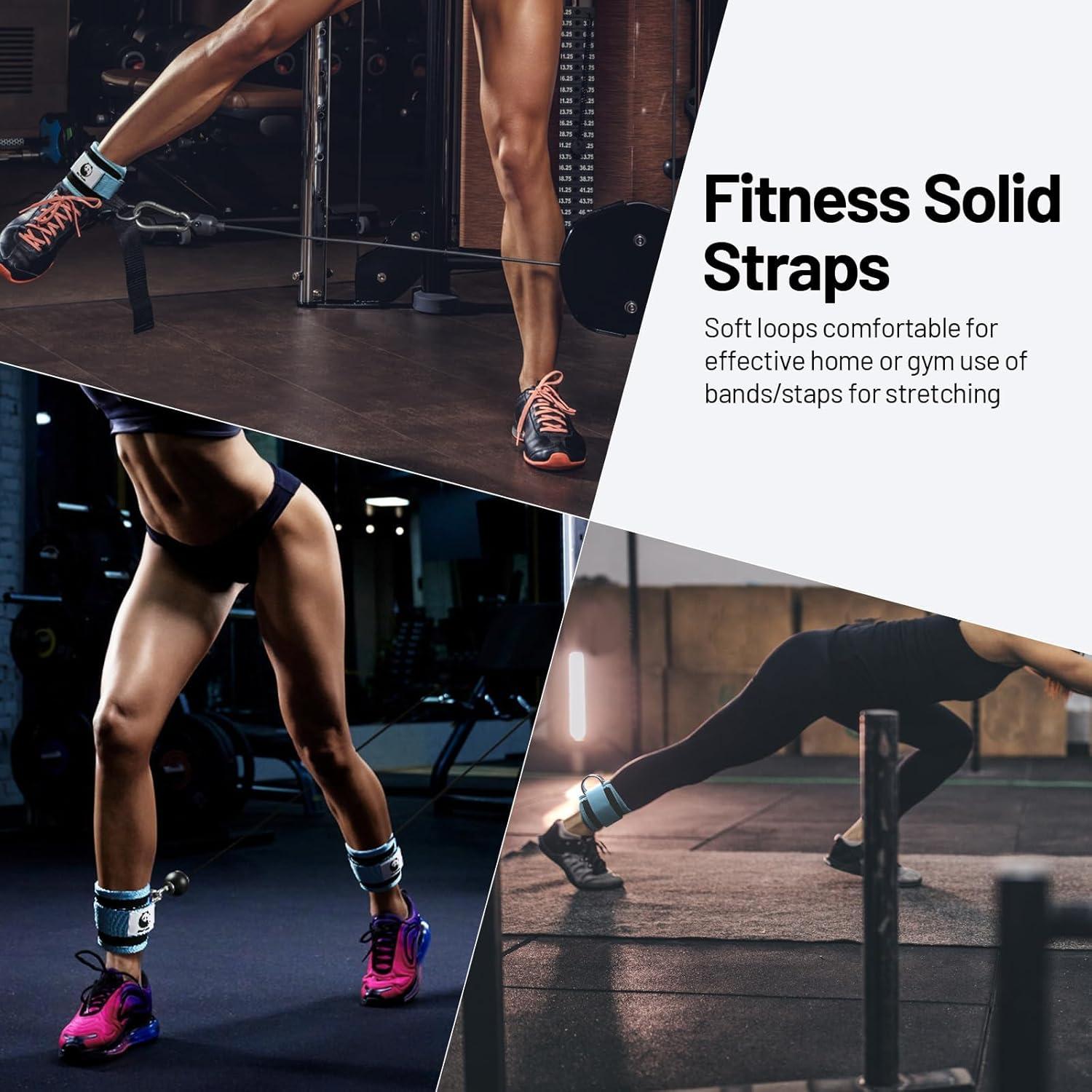 imageSlim Panda Ankle Strap for Cable MachineAnkle Cuff for Kickbacks Booty Hip AbductorsGlute Workouts Leg Extensions Curls for Men and Women Adjustable with Double DRingsCyan