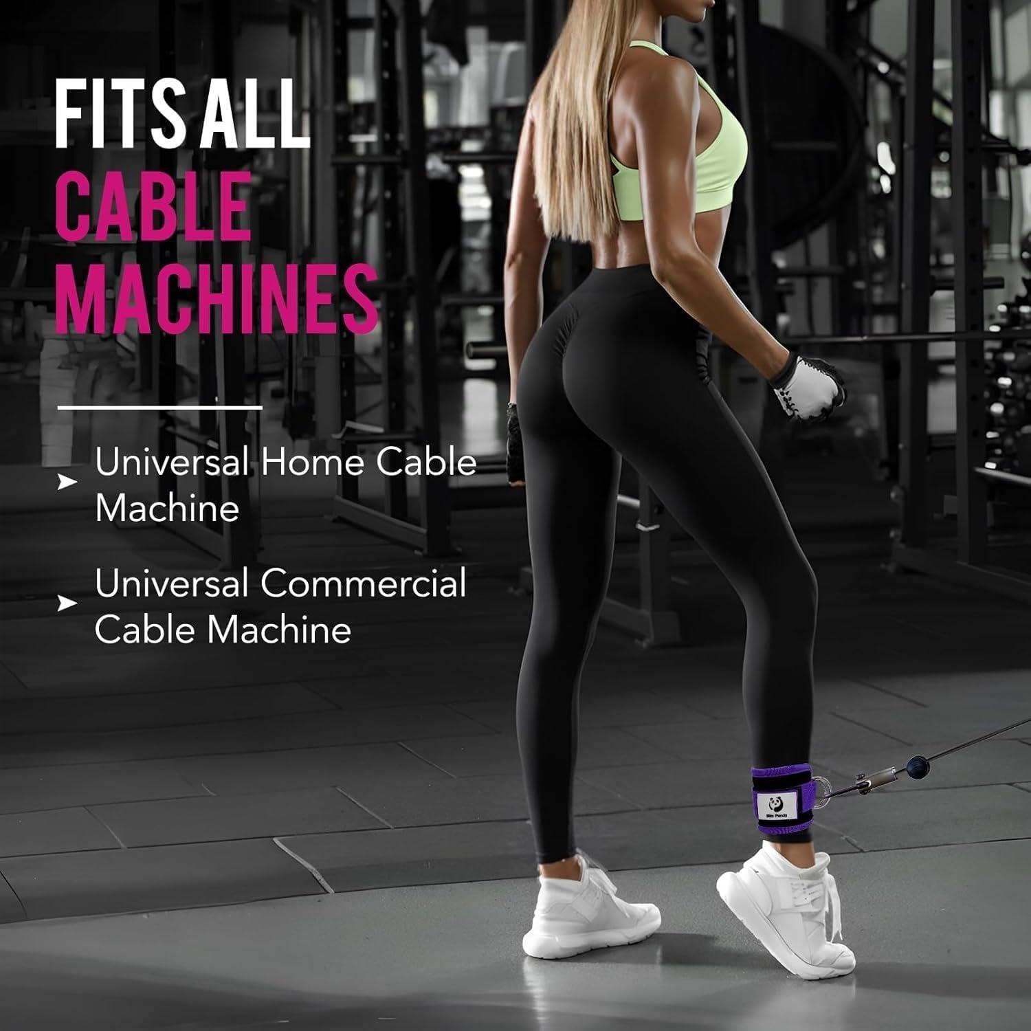 imageSlim Panda Ankle Strap for Cable MachineAnkle Cuff for Kickbacks Booty Hip AbductorsGlute Workouts Leg Extensions Curls for Men and Women Adjustable with Double DRingsPurple