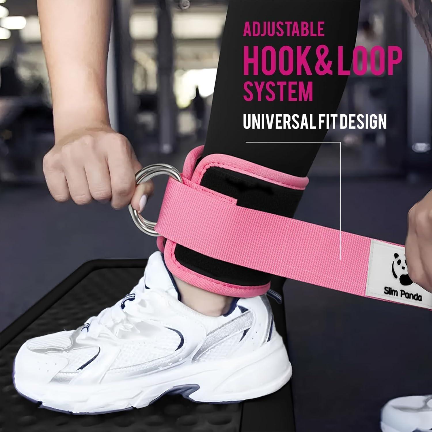 imageSlim Panda Ankle Strap for Cable MachineAnkle Cuff for Kickbacks Booty Hip AbductorsGlute Workouts Leg Extensions Curls for Men and Women Adjustable with Double DRingsPink