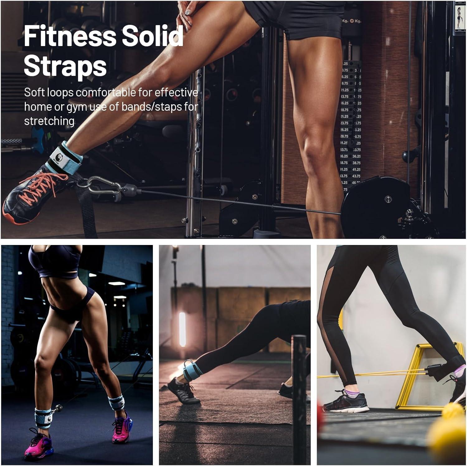 imageSlim Panda Ankle Strap for Cable MachineAnkle Cuff for Kickbacks Booty Hip AbductorsGlute Workouts Leg Extensions Curls for Men and Women Adjustable with Double DRingsCyan