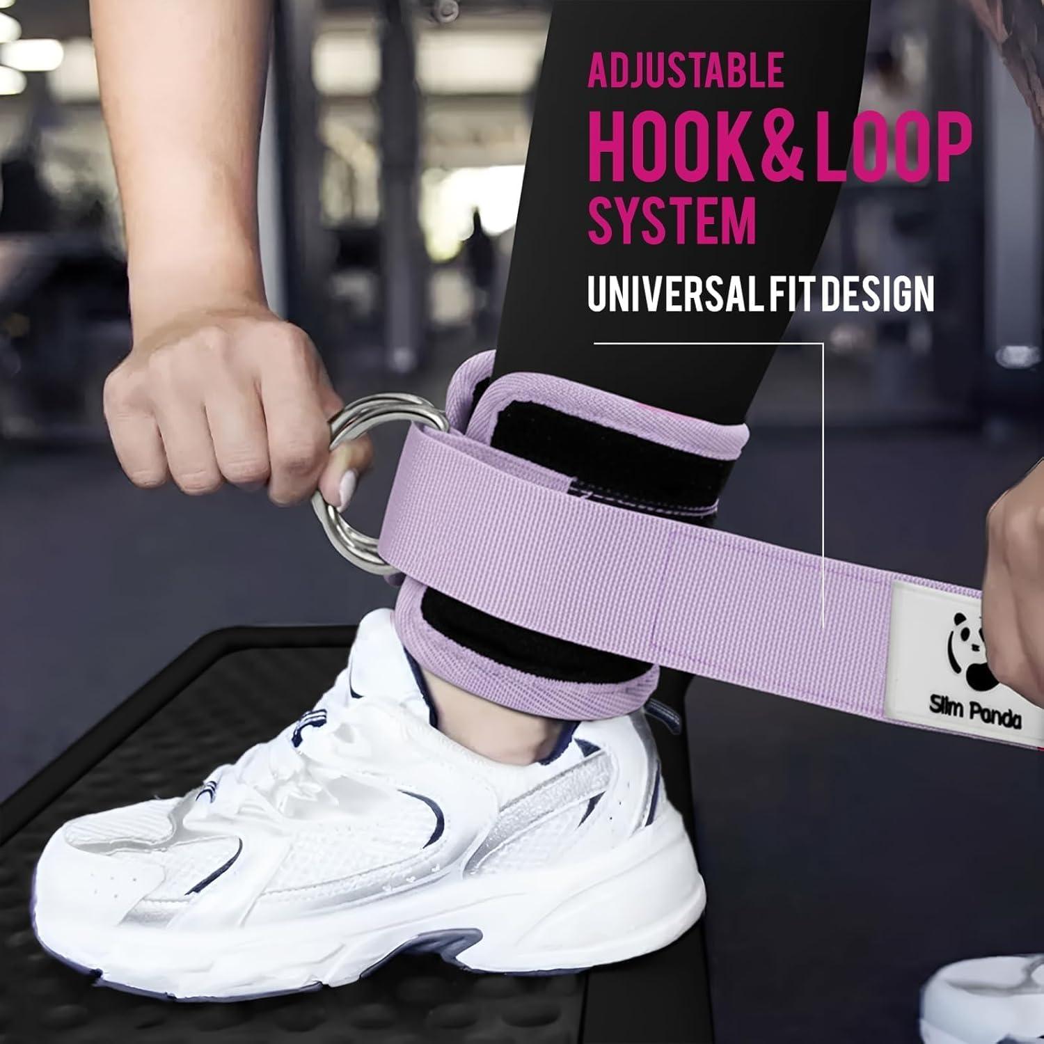 imageSlim Panda Ankle Strap for Cable MachineAnkle Cuff for Kickbacks Booty Hip AbductorsGlute Workouts Leg Extensions Curls for Men and Women Adjustable with Double DRingsLavender