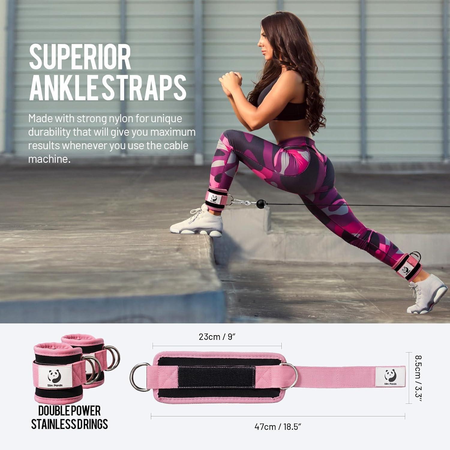 imageSlim Panda Ankle Strap for Cable MachineAnkle Cuff for Kickbacks Booty Hip AbductorsGlute Workouts Leg Extensions Curls for Men and Women Adjustable with Double DRingsPink