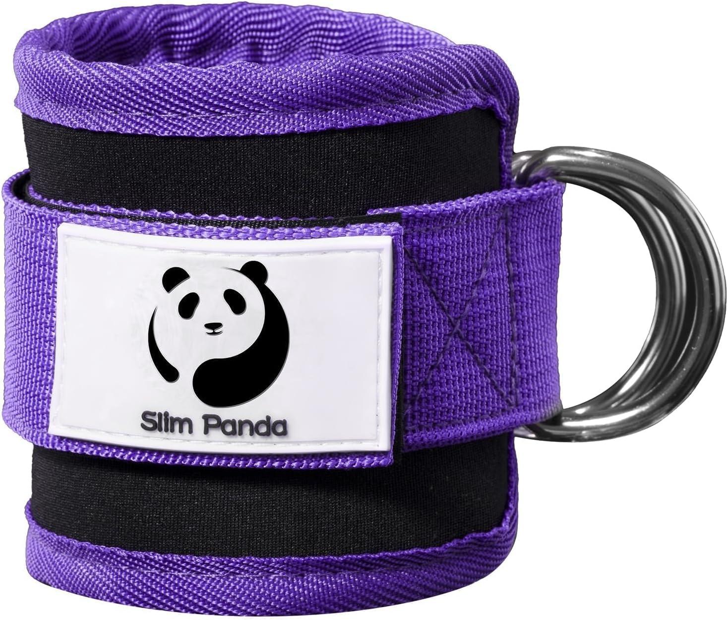 imageSlim Panda Ankle Strap for Cable MachineAnkle Cuff for Kickbacks Booty Hip AbductorsGlute Workouts Leg Extensions Curls for Men and Women Adjustable with Double DRingsPurple