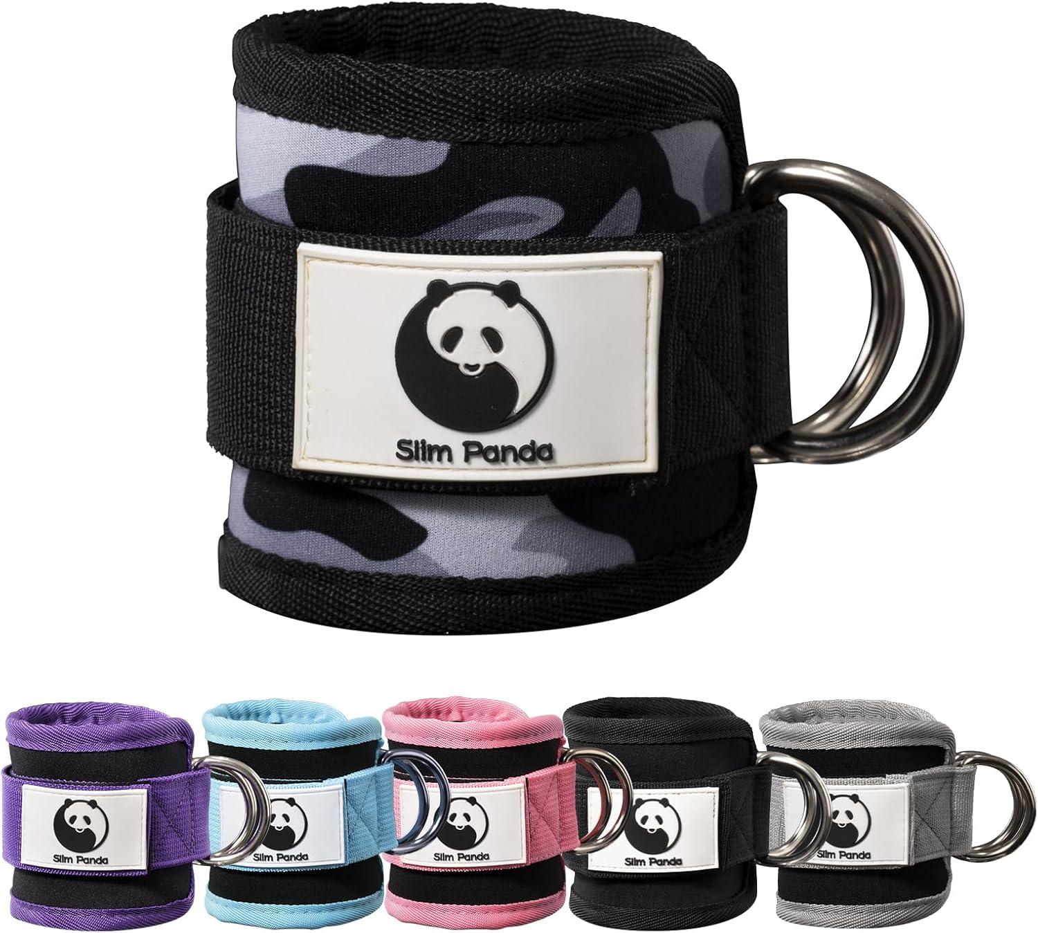 imageSlim Panda Ankle Strap for Cable MachineAnkle Cuff for Kickbacks Booty Hip AbductorsGlute Workouts Leg Extensions Curls for Men and Women Adjustable with Double DRingsGray camo