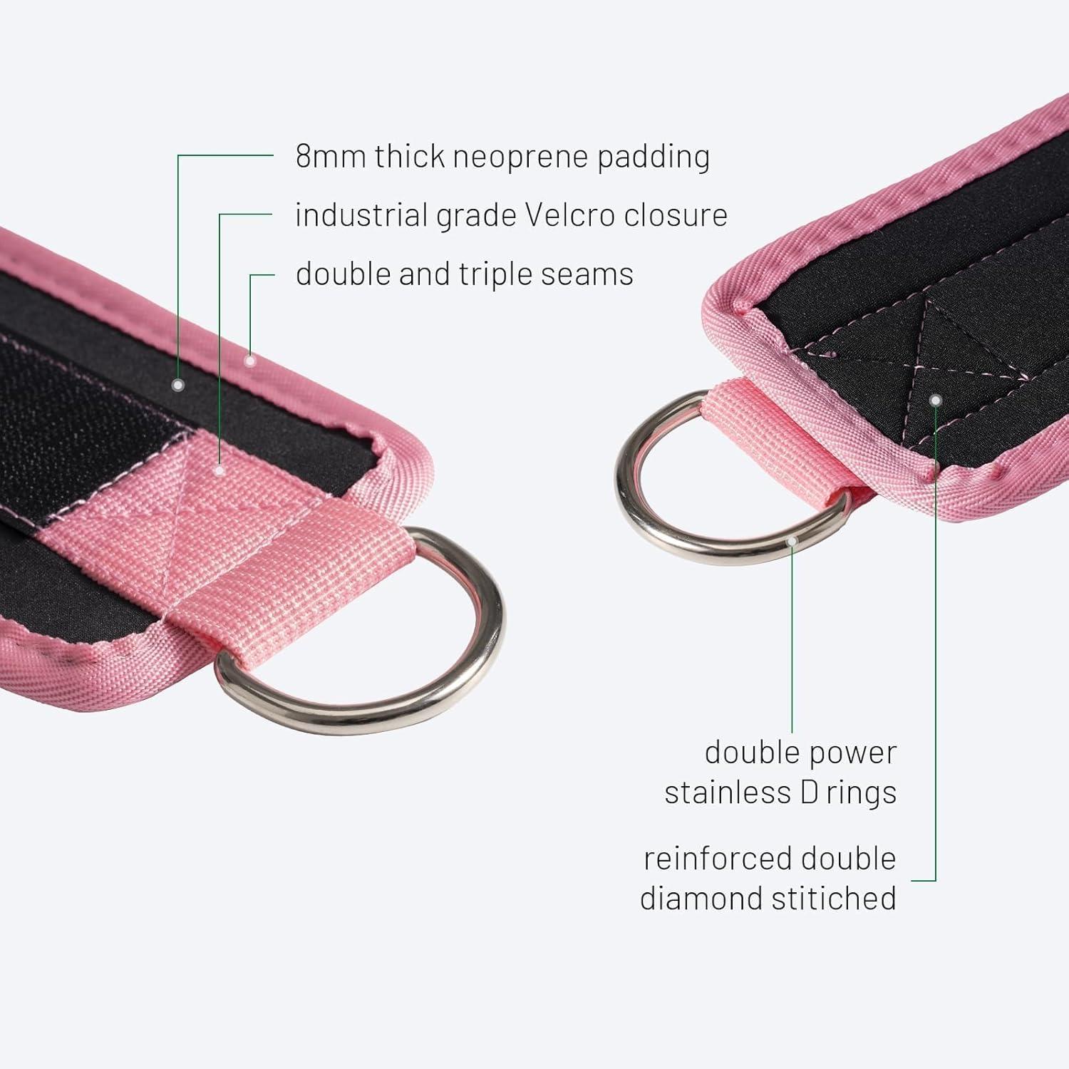 imageSlim Panda Ankle Strap for Cable MachineAnkle Cuff for Kickbacks Booty Hip AbductorsGlute Workouts Leg Extensions Curls for Men and Women Adjustable with Double DRingsPink