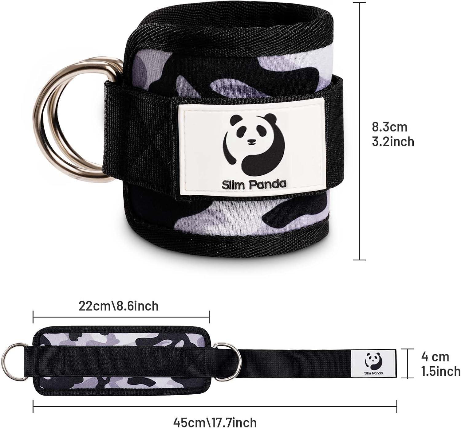imageSlim Panda Ankle Strap for Cable MachineAnkle Cuff for Kickbacks Booty Hip AbductorsGlute Workouts Leg Extensions Curls for Men and Women Adjustable with Double DRingsGray camo