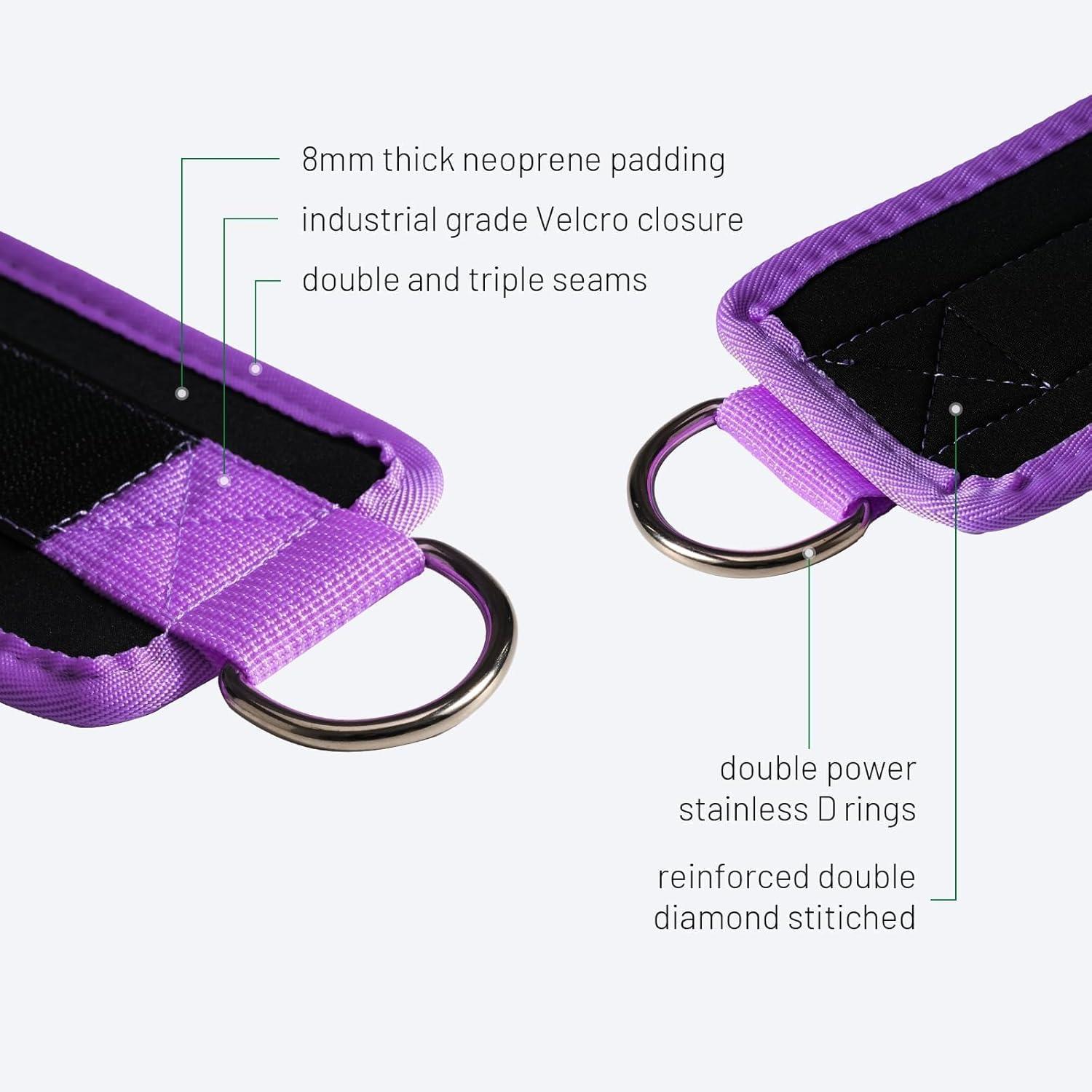 imageSlim Panda Ankle Strap for Cable MachineAnkle Cuff for Kickbacks Booty Hip AbductorsGlute Workouts Leg Extensions Curls for Men and Women Adjustable with Double DRingsPurple