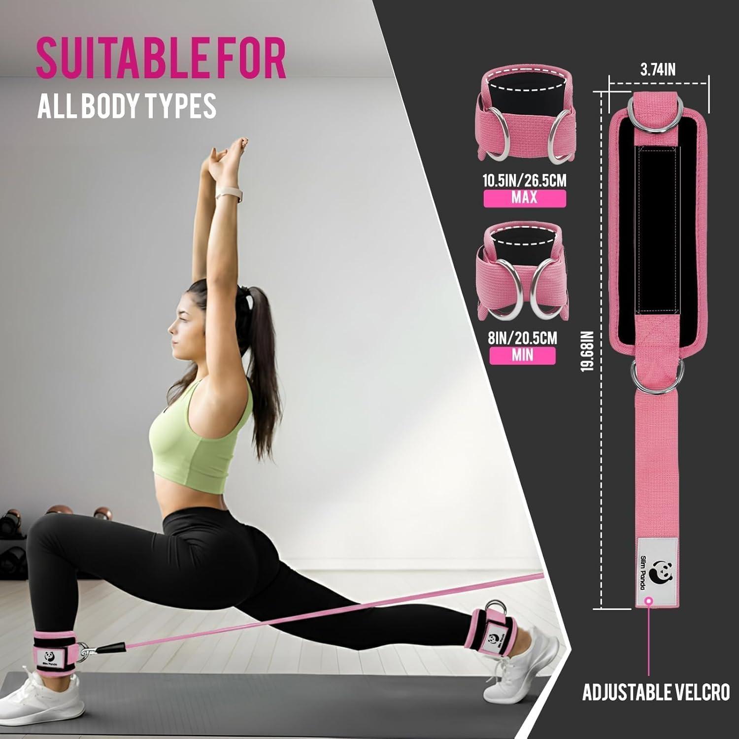 imageSlim Panda Ankle Strap for Cable MachineAnkle Cuff for Kickbacks Booty Hip AbductorsGlute Workouts Leg Extensions Curls for Men and Women Adjustable with Double DRingsPink
