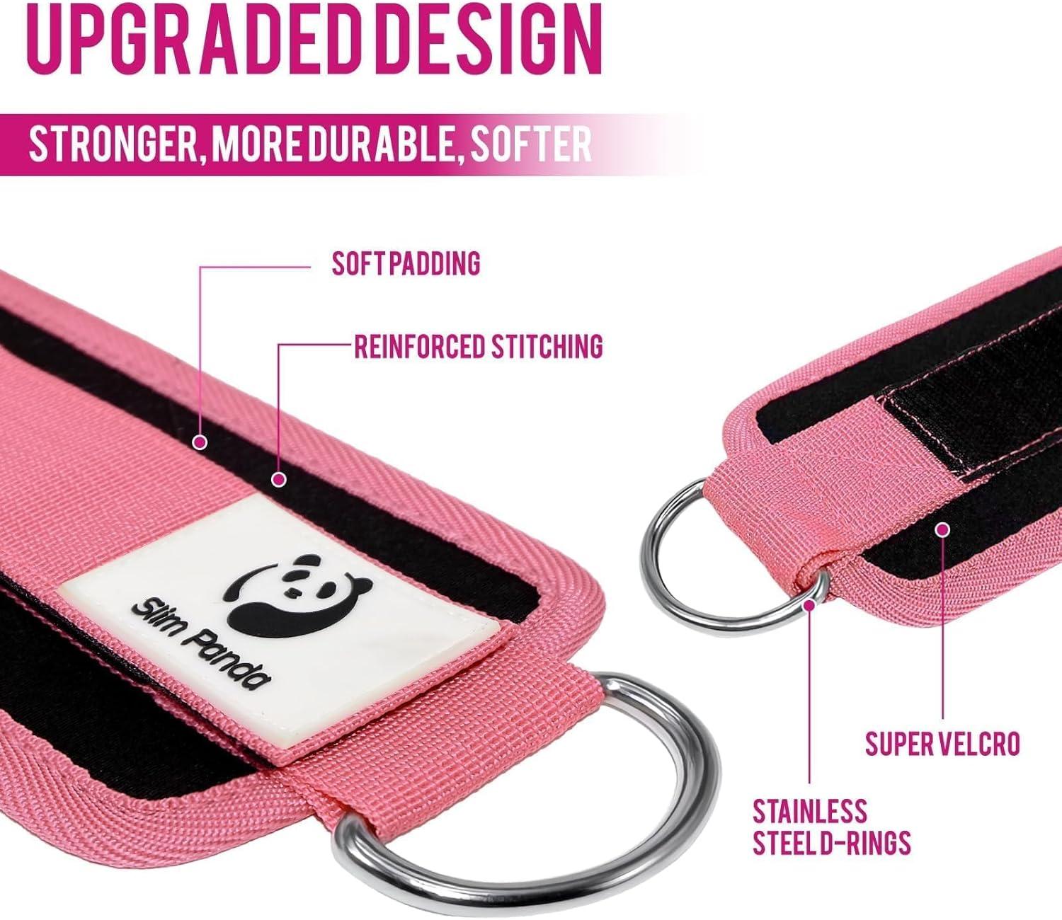 imageSlim Panda Ankle Strap for Cable MachineAnkle Cuff for Kickbacks Booty Hip AbductorsGlute Workouts Leg Extensions Curls for Men and Women Adjustable with Double DRingsPink