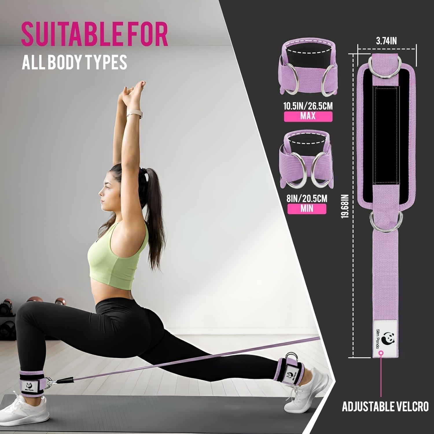 imageSlim Panda Ankle Strap for Cable MachineAnkle Cuff for Kickbacks Booty Hip AbductorsGlute Workouts Leg Extensions Curls for Men and Women Adjustable with Double DRingsLavender