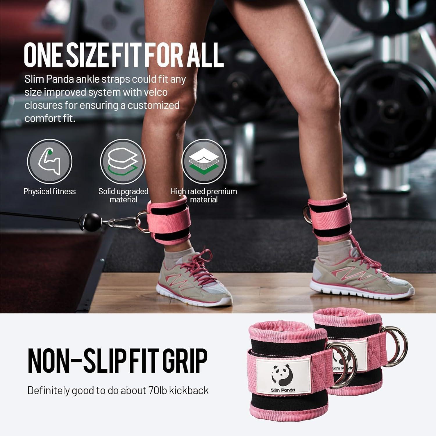 imageSlim Panda Ankle Strap for Cable MachineAnkle Cuff for Kickbacks Booty Hip AbductorsGlute Workouts Leg Extensions Curls for Men and Women Adjustable with Double DRingsPink