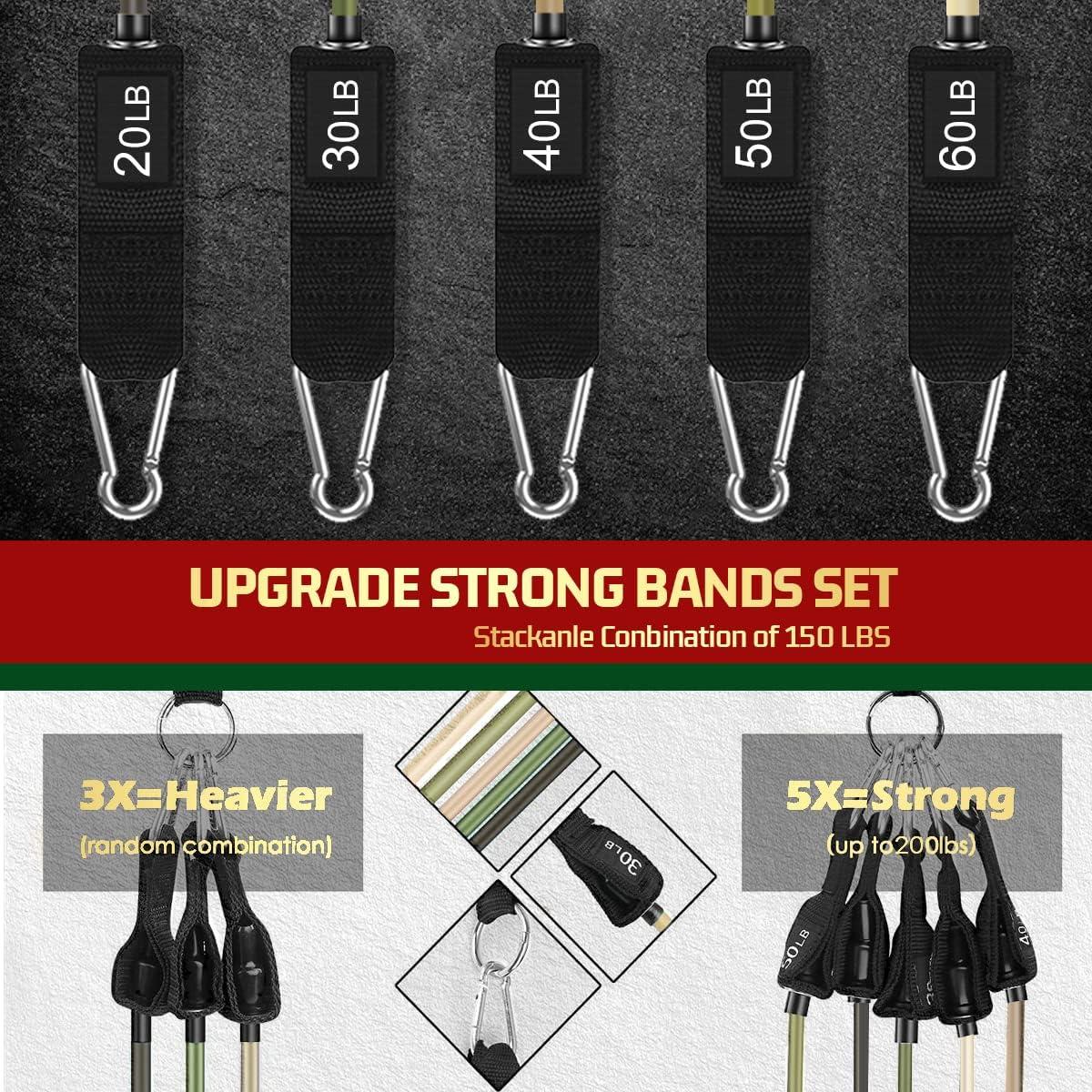 imageVEICK Resistance Bands Exercise Bands Workout Bands Resistance Bands for Working Out with Handles for Men and Women Exercising Bands for Fitness Weights Work Out at HomeArmy Green