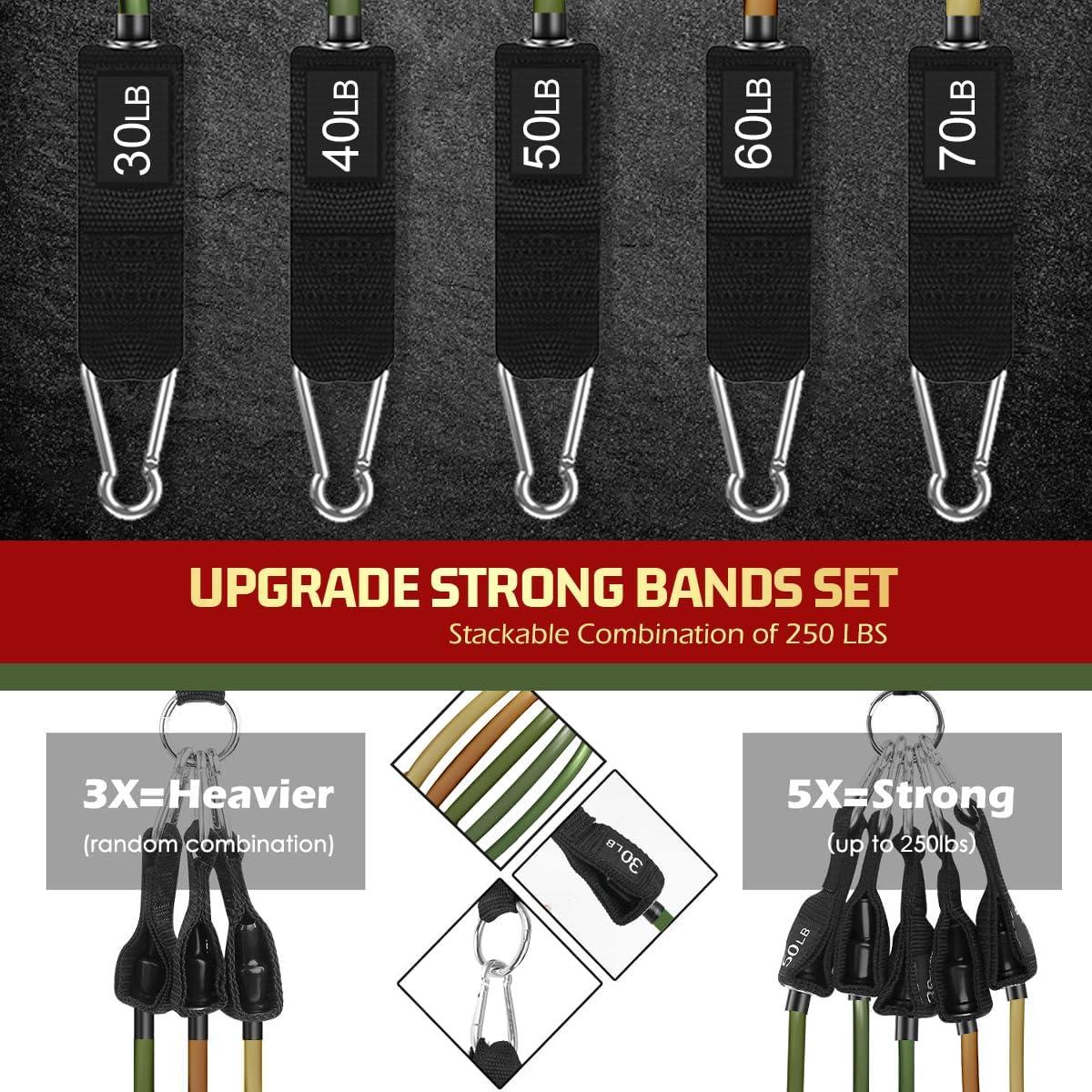 imageVEICK Resistance Bands Exercise Bands Workout Bands Resistance Bands for Working Out with Handles for Men and Women Exercising Bands for Fitness Weights Work Out at HomeArmy Green