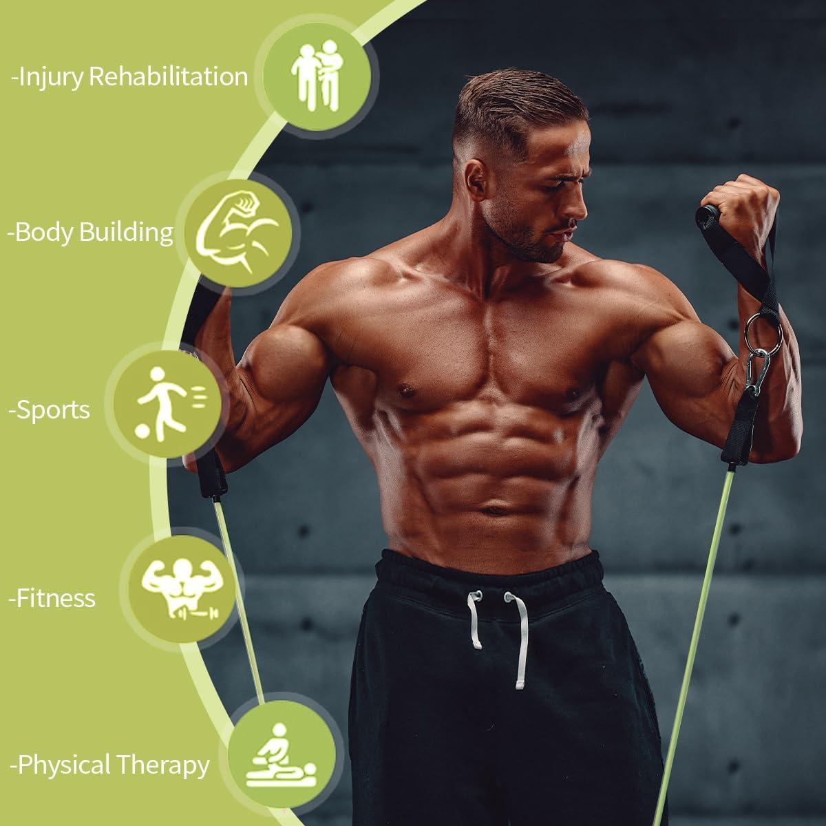 imageVEICK Resistance Bands Exercise Bands Workout Bands Resistance Bands for Working Out with Handles for Men and Women Exercising Bands for Fitness Weights Work Out at HomeArmy Green