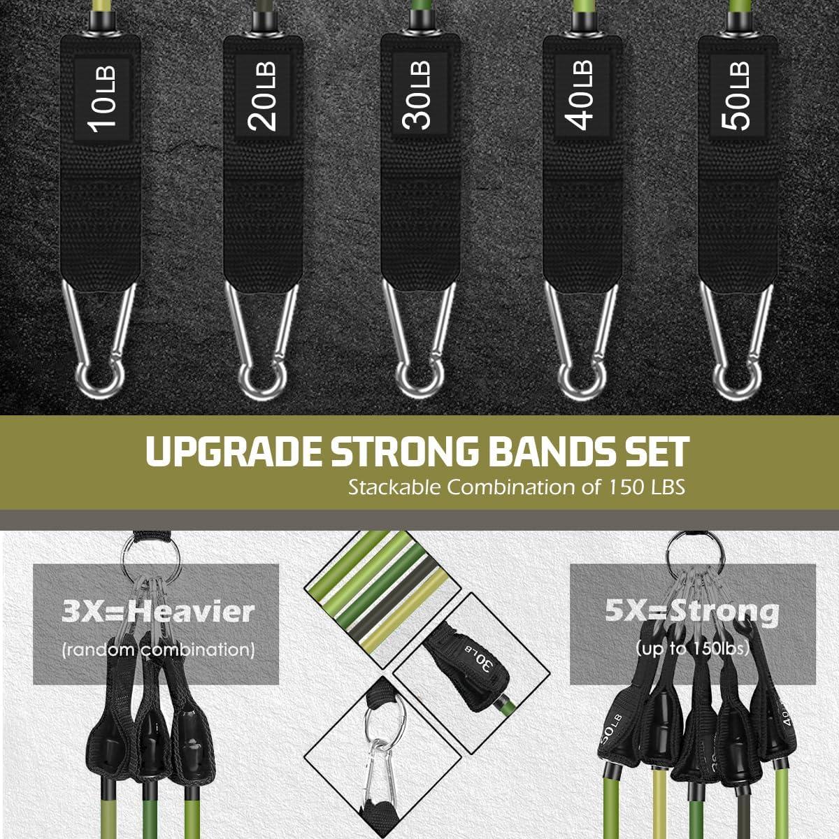 imageVEICK Resistance Bands Exercise Bands Workout Bands Resistance Bands for Working Out with Handles for Men and Women Exercising Bands for Fitness Weights Work Out at HomeArmy Green