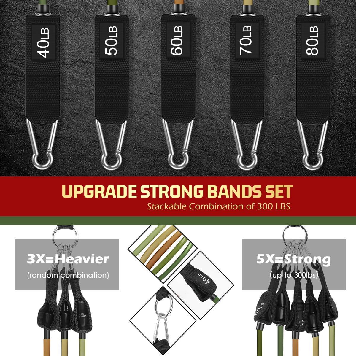 imageVEICK Resistance Bands Exercise Bands Workout Bands Resistance Bands for Working Out with Handles for Men and Women Exercising Bands for Fitness Weights Work Out at HomeArmy Green