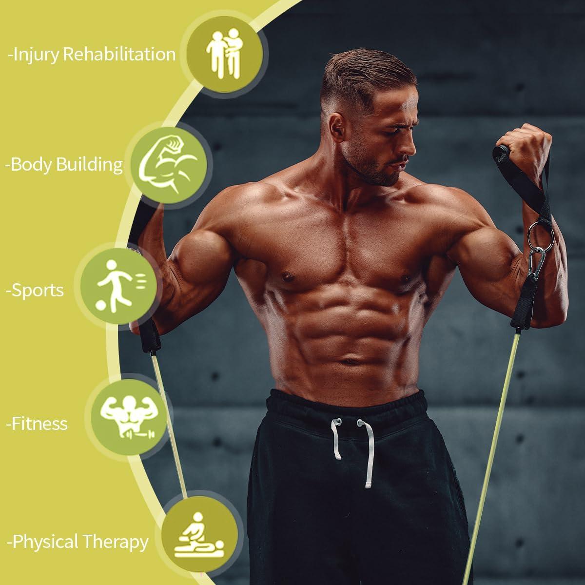 imageVEICK Resistance Bands Exercise Bands Workout Bands Resistance Bands for Working Out with Handles for Men and Women Exercising Bands for Fitness Weights Work Out at HomeArmy Green