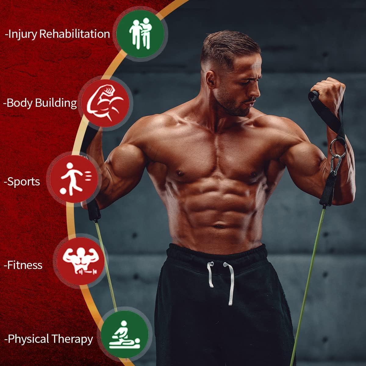 imageVEICK Resistance Bands Exercise Bands Workout Bands Resistance Bands for Working Out with Handles for Men and Women Exercising Bands for Fitness Weights Work Out at HomeArmy Green