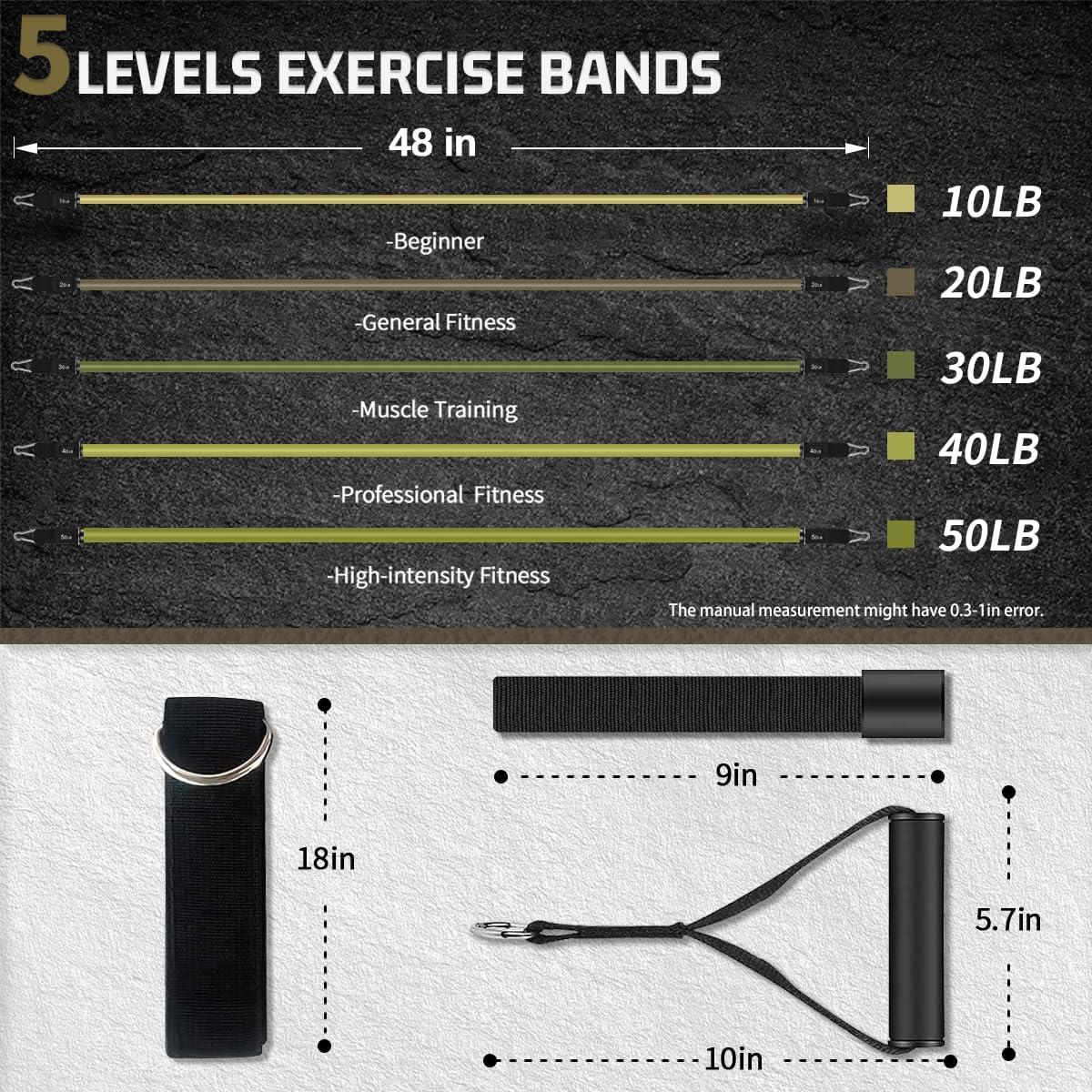 imageVEICK Resistance Bands Exercise Bands Workout Bands Resistance Bands for Working Out with Handles for Men and Women Exercising Bands for Fitness Weights Work Out at HomeArmy Green