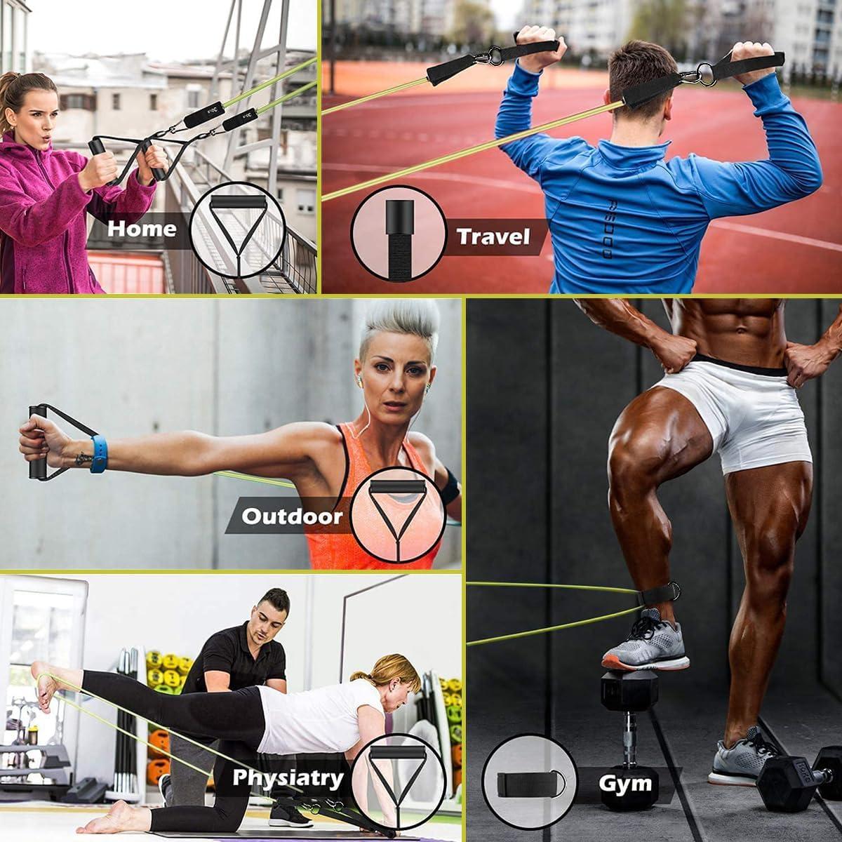imageVEICK Resistance Bands Exercise Bands Workout Bands Resistance Bands for Working Out with Handles for Men and Women Exercising Bands for Fitness Weights Work Out at HomeArmy Green