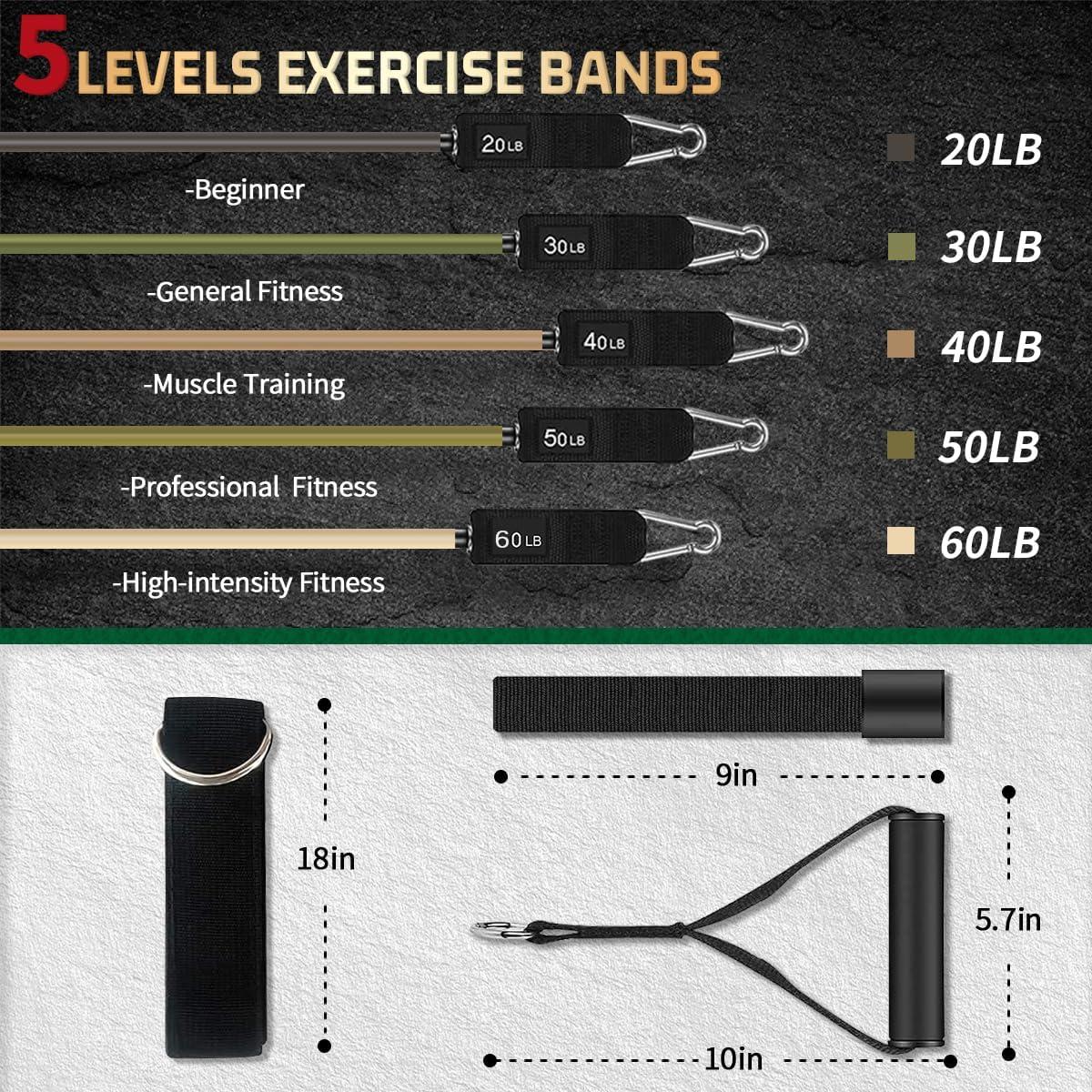 imageVEICK Resistance Bands Exercise Bands Workout Bands Resistance Bands for Working Out with Handles for Men and Women Exercising Bands for Fitness Weights Work Out at HomeArmy Green