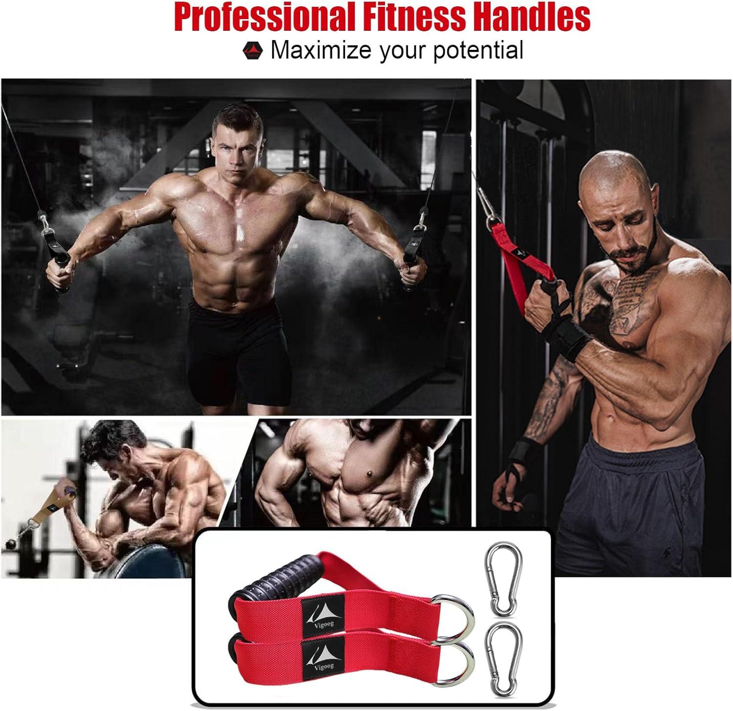imageVigoog Heavy Duty Workout Handle Attachment for Cable Machine Pulley System amp Resistance Bands NonSlip Comfort Exercise Grip for Gym Home Fitness EquipmentGlory Red XW