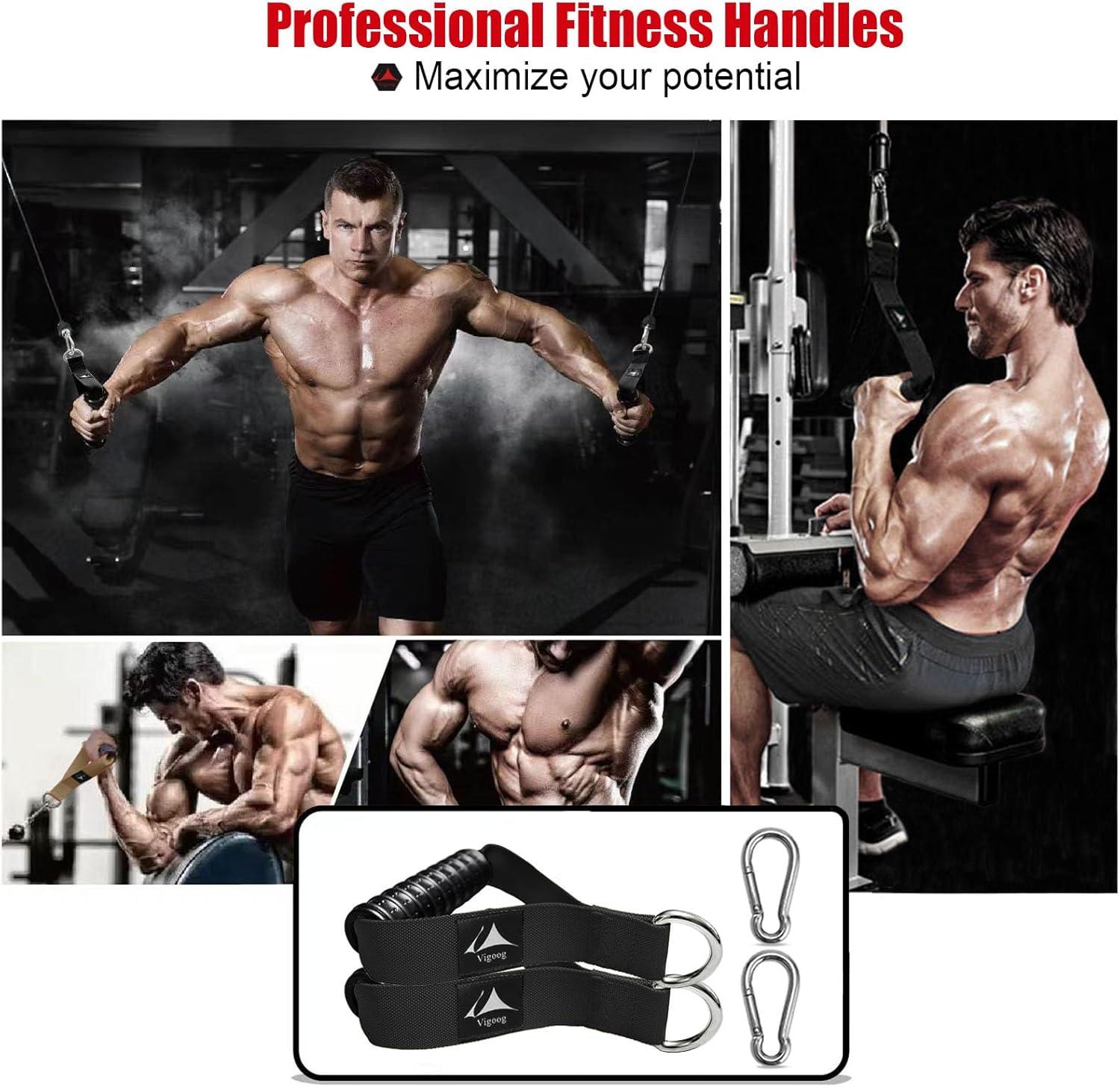 imageVigoog Heavy Duty Workout Handle Attachment for Cable Machine Pulley System amp Resistance Bands NonSlip Comfort Exercise Grip for Gym Home Fitness EquipmentSpace Black xw
