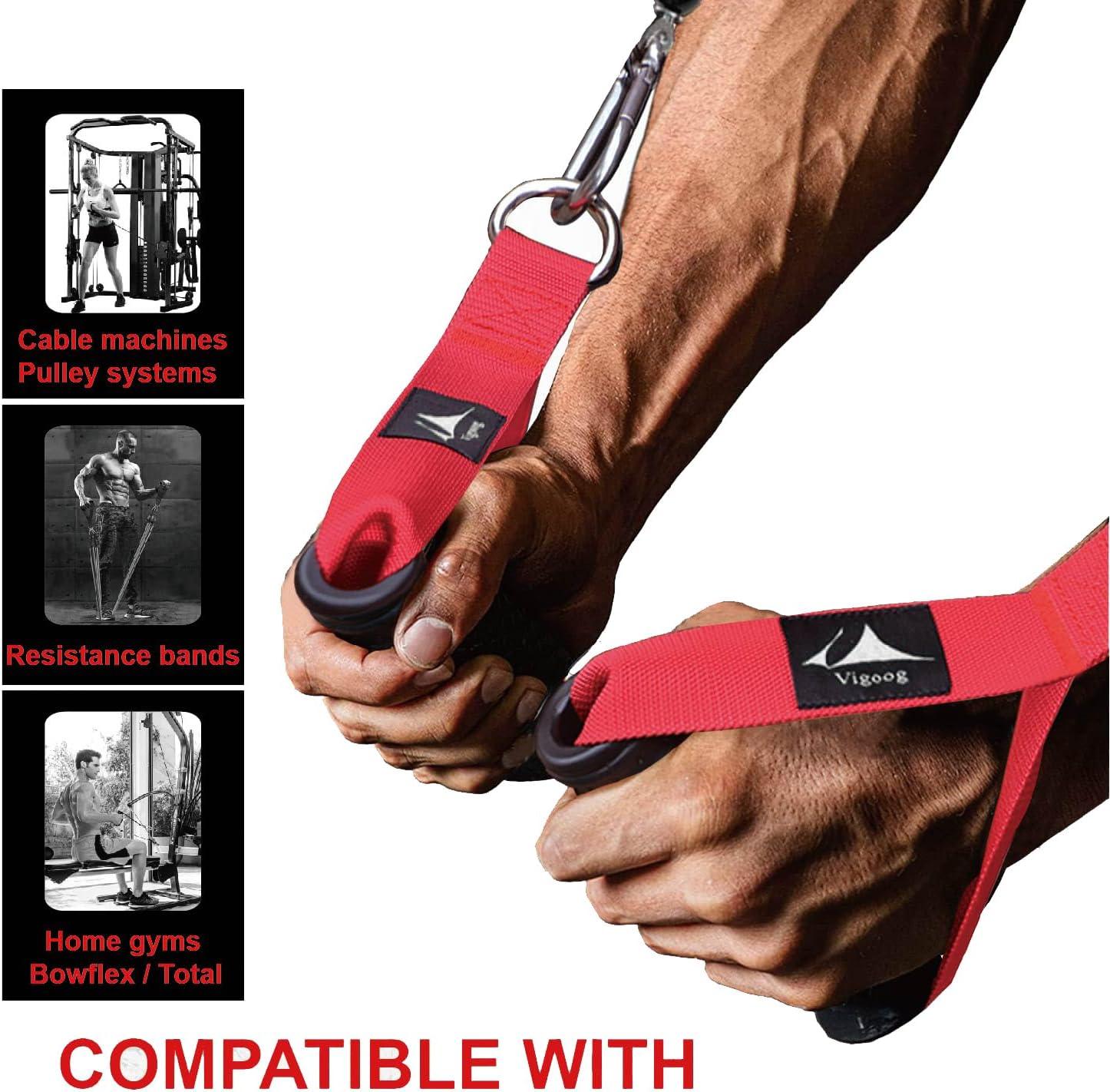 imageVigoog Heavy Duty Workout Handle Attachment for Cable Machine Pulley System amp Resistance Bands NonSlip Comfort Exercise Grip for Gym Home Fitness EquipmentGlory Red XW