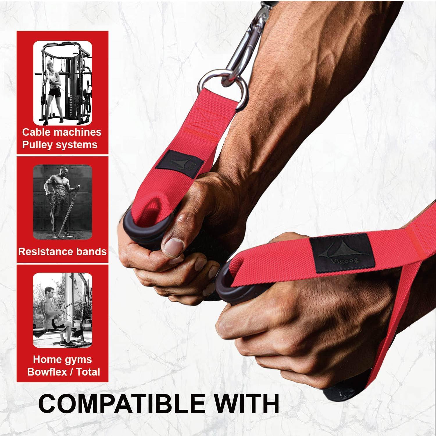 imageVigoog Heavy Duty Workout Handle Attachment for Cable Machine Pulley System amp Resistance Bands NonSlip Comfort Exercise Grip for Gym Home Fitness EquipmentGlory Red XG