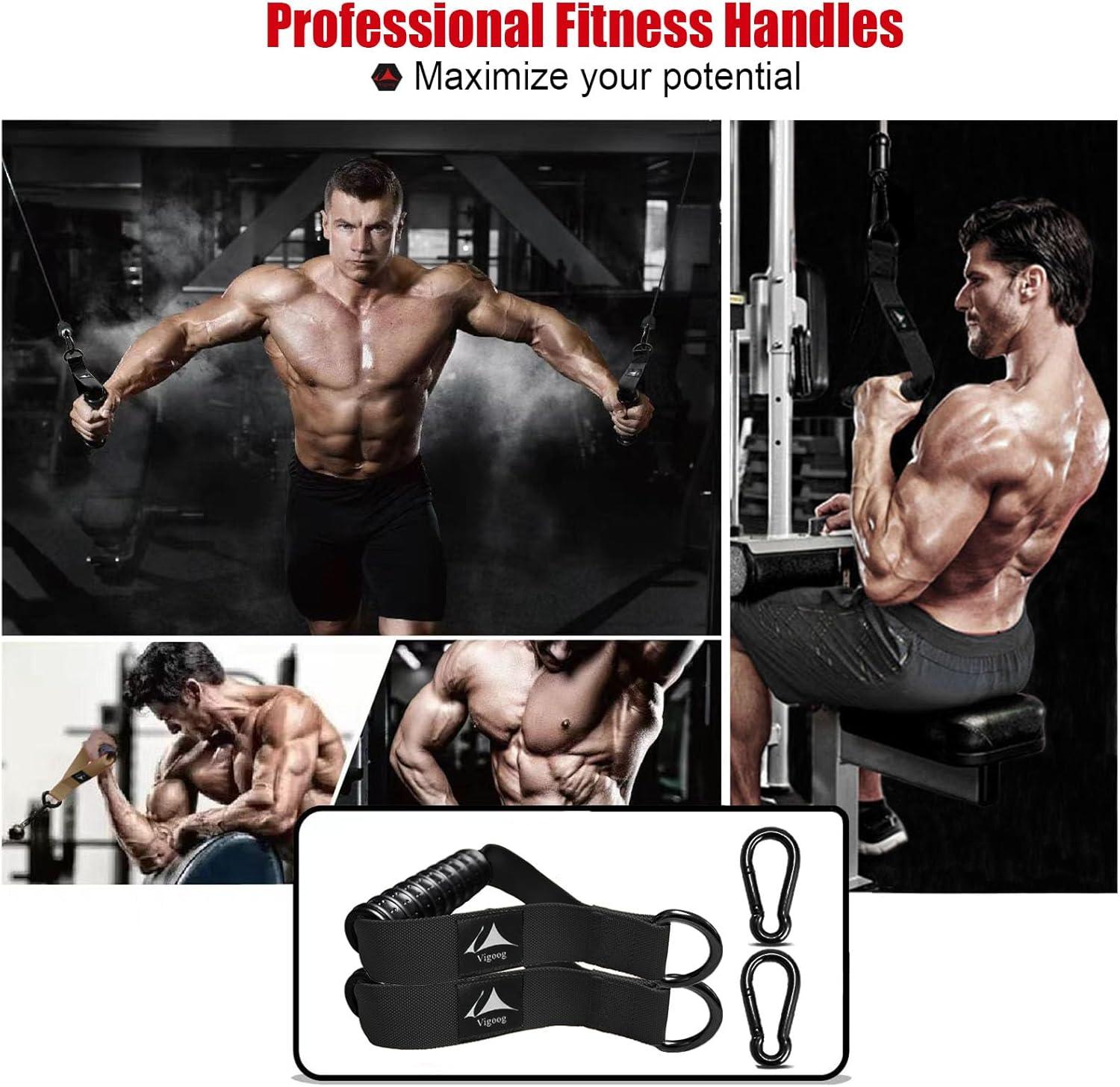 imageVigoog Heavy Duty Workout Handle Attachment for Cable Machine Pulley System amp Resistance Bands NonSlip Comfort Exercise Grip for Gym Home Fitness EquipmentCarbon Black xw