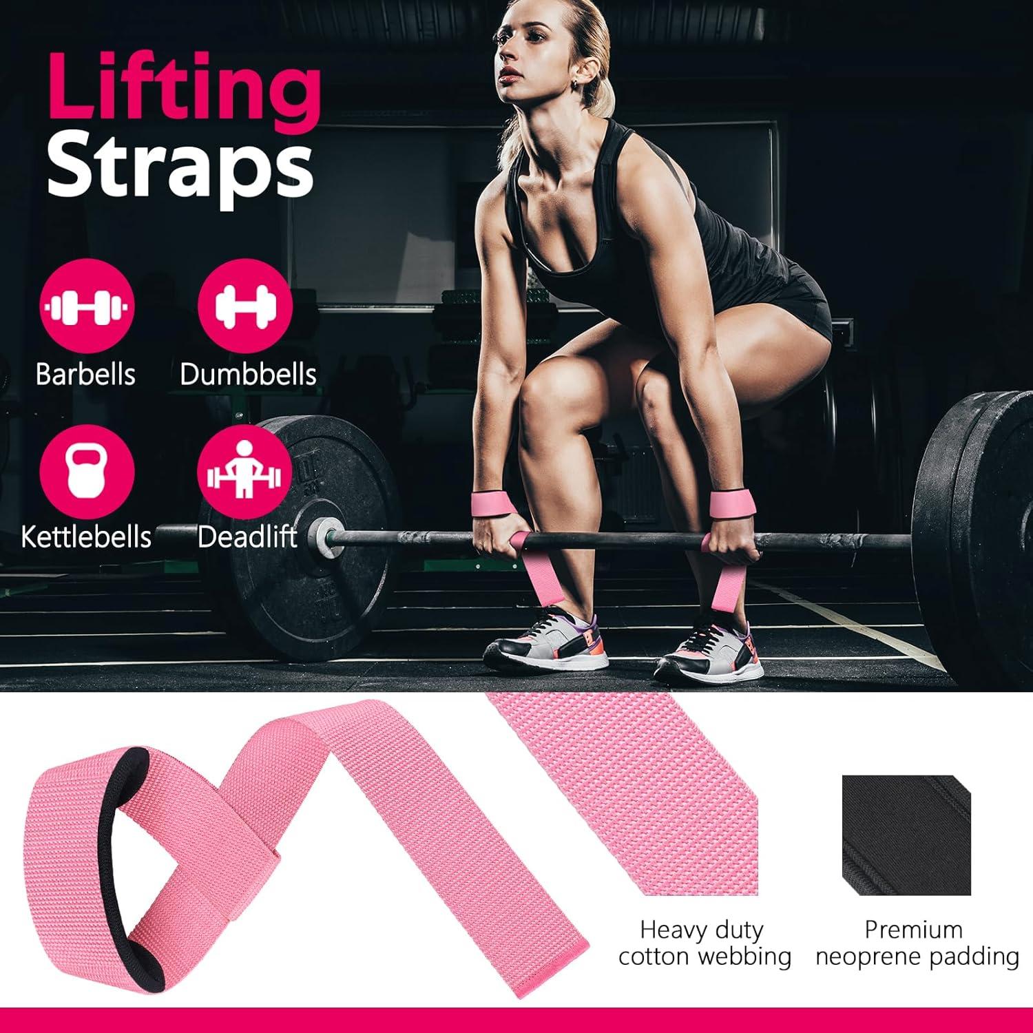 imageWALITO 7Pcs Barbell Pad Set for Hip Thrust Squat PadGym Accessories for Women with Bar BadBench Press with Gym Ankle StrapsResistance Bands for Working OutLifting StrapCarry Bag1Pink