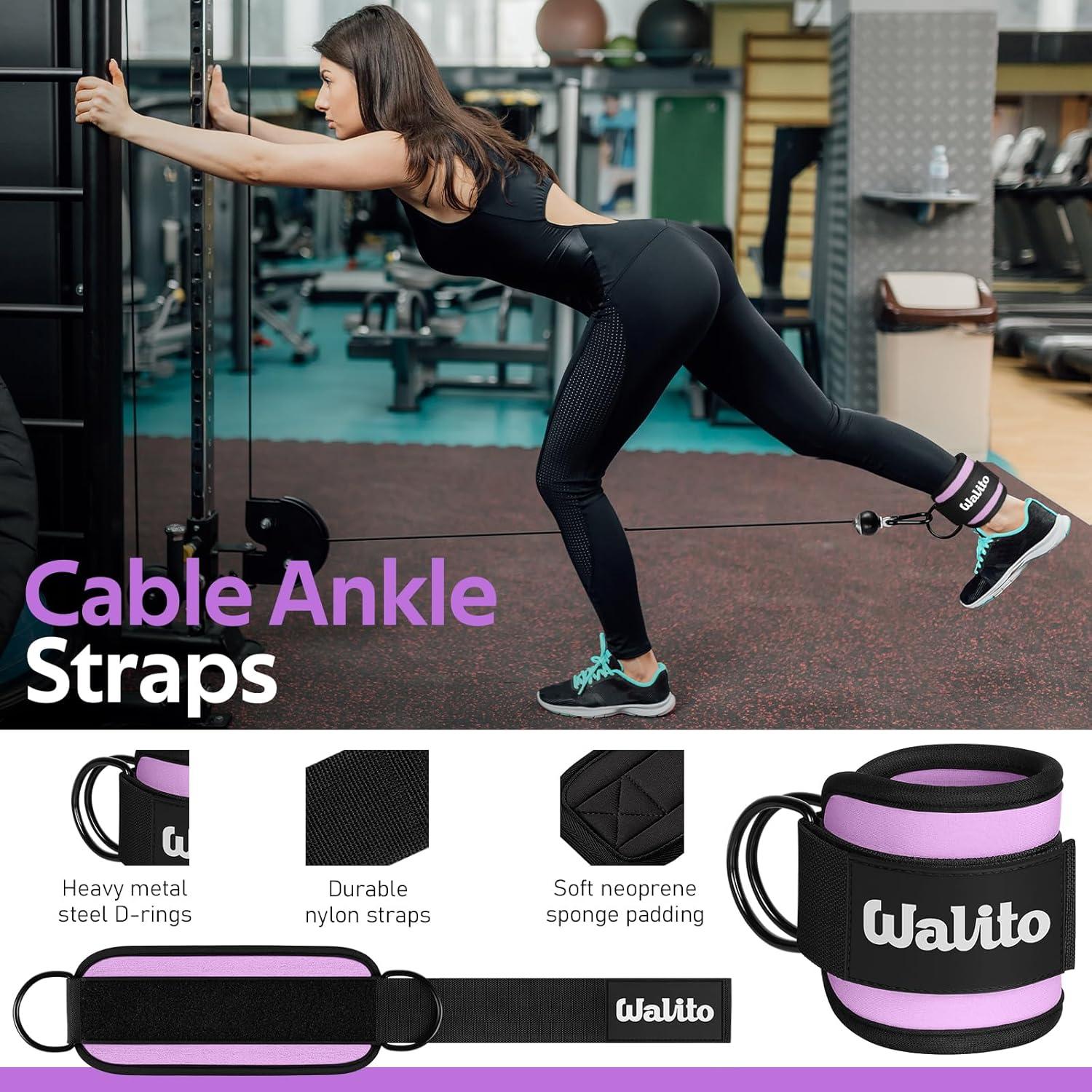 imageWALITO 7Pcs Barbell Pad Set for Hip Thrust Squat PadGym Accessories for Women with Bar BadBench Press with Gym Ankle StrapsResistance Bands for Working OutLifting StrapCarry BagPurple