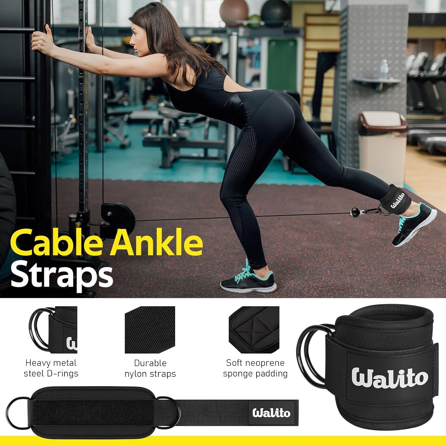 imageWALITO 7Pcs Barbell Pad Set for Hip Thrust Squat PadGym Accessories for Women with Bar BadBench Press with Gym Ankle StrapsResistance Bands for Working OutLifting StrapCarry BagBlack